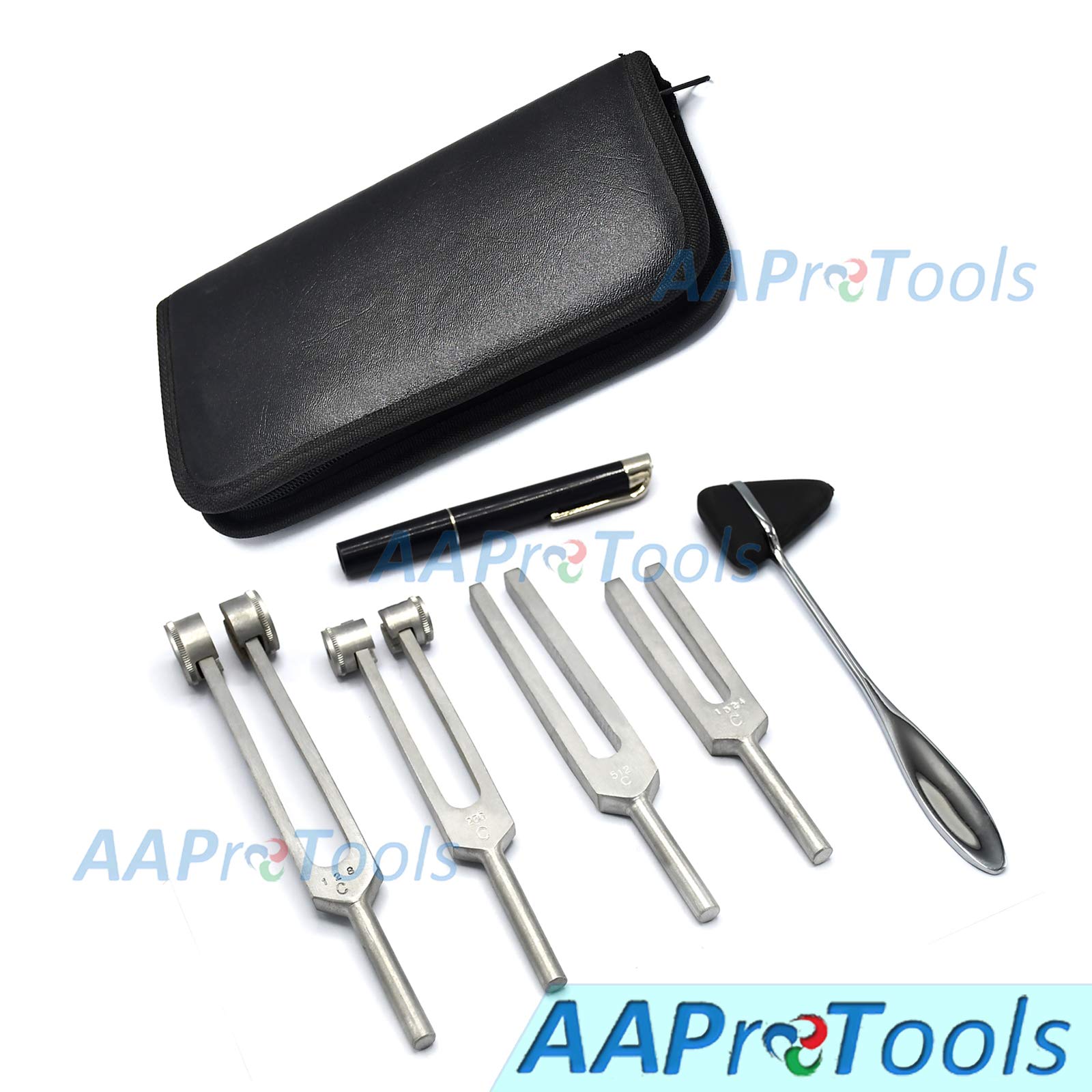 AAProTools 6 pcs Reflex Percussion Taylor Hammer Penlight Tuning Fork C128 C 512 C256 C1024