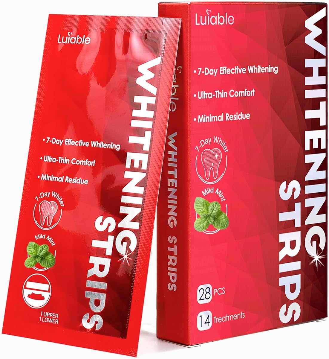 Teeth Whitening Strips for Tooth White: Professional Dentist Formulated Teeth Whitener Enamel-Safe Non-Slip 28 Strips 14 Treatments