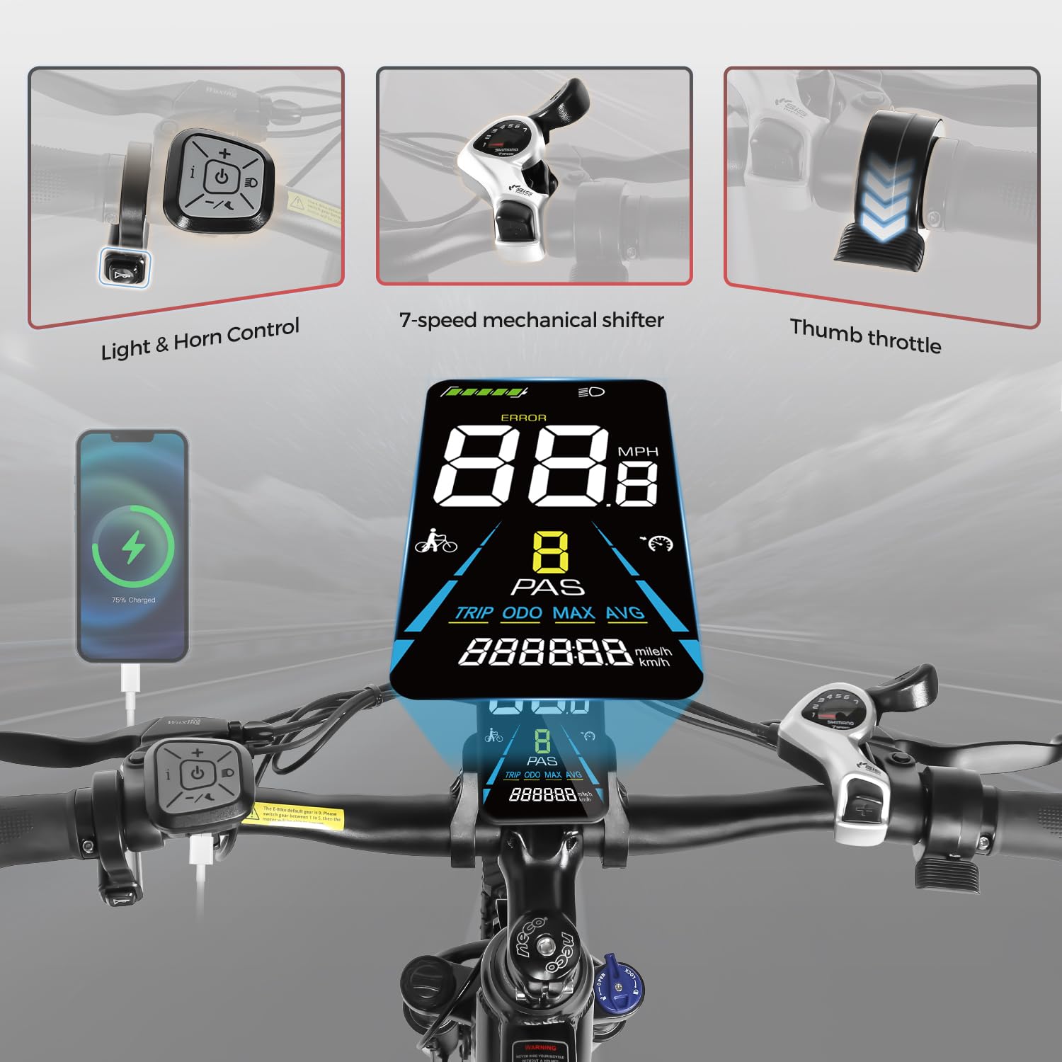 SAMEBIKE 27.5" Bicicleta Eléctrica Adulto 540Wh batería y Pantalla LCD 90km Autonomía y 250W Motor par de 50N·m 7 velocidades Electric Mountain Bike de Doble suspensión eBike para Commuting