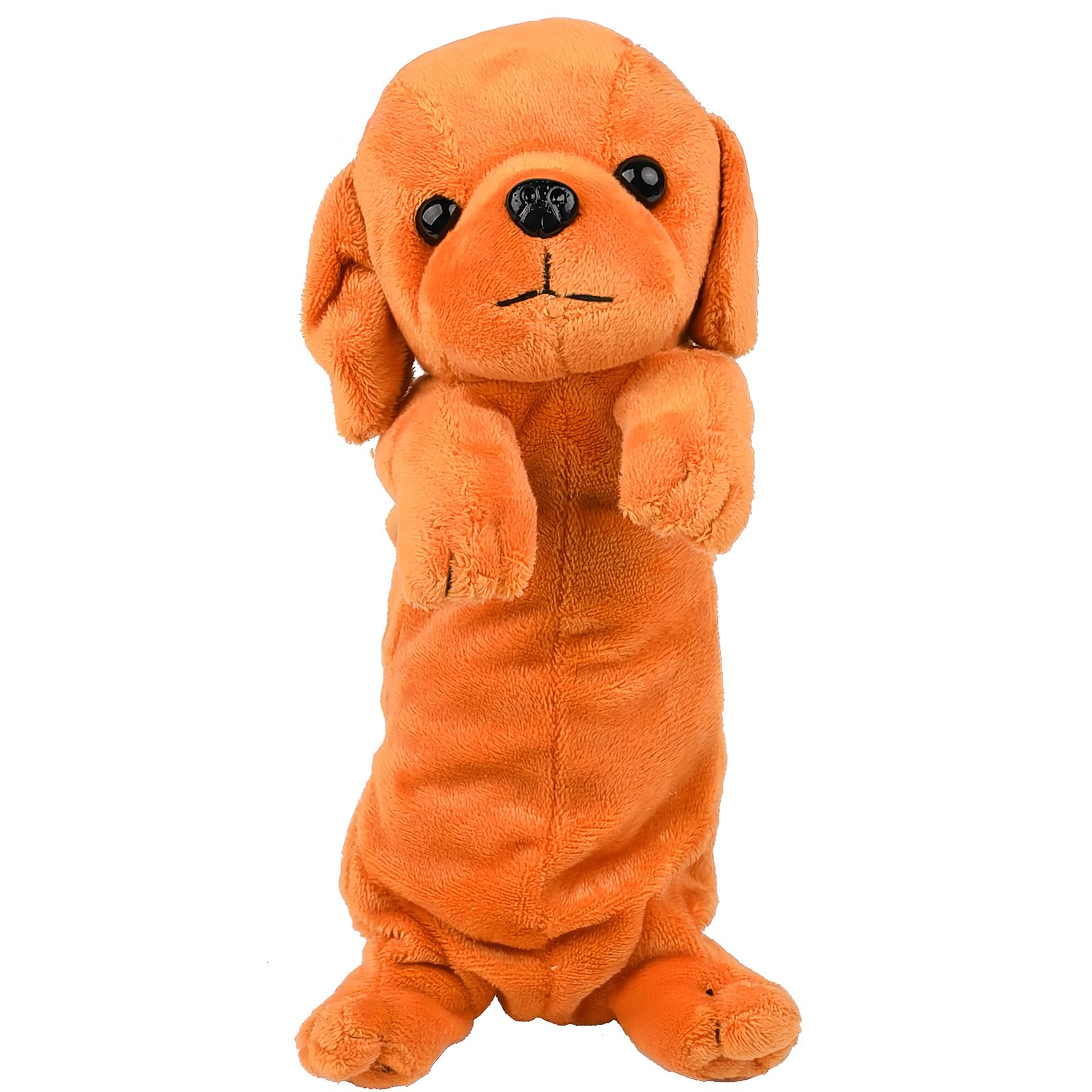 Glitzville Dog Shape Pencil Pen Bags Cute Pencil Pouch with Zipper 3D Plush Pencil Case Large Capacity Animal Stationery Bag for Students,School Stationery Bags,Gifts(Yellow).