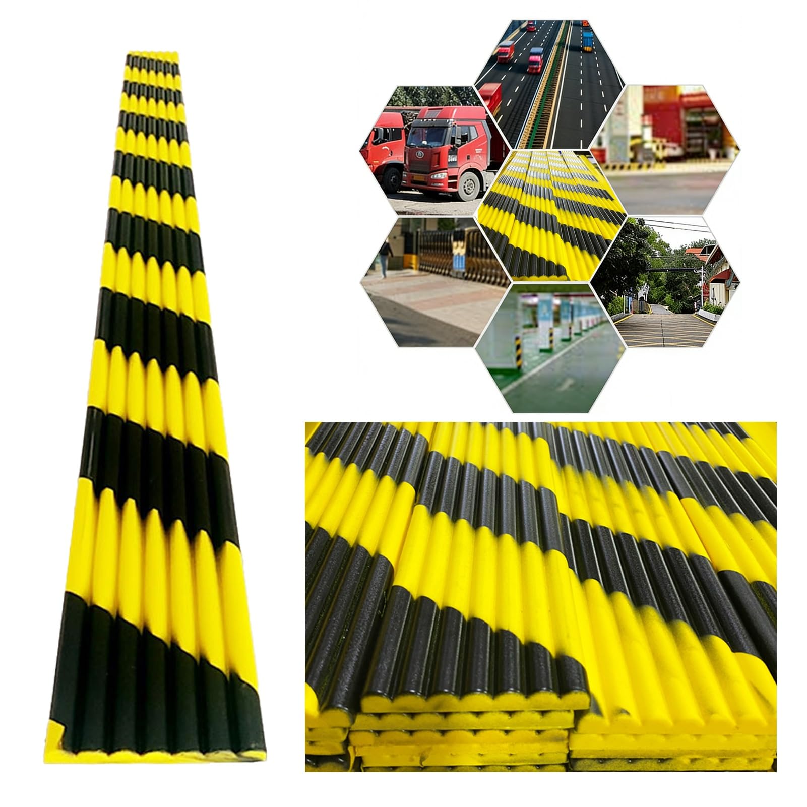 Protector de borde de espuma de alta visibilidad de 39 pulgadas, protectores de pared de garaje en forma de W con rayas amarillas y negras, parachoques de seguridad de esquina industriales