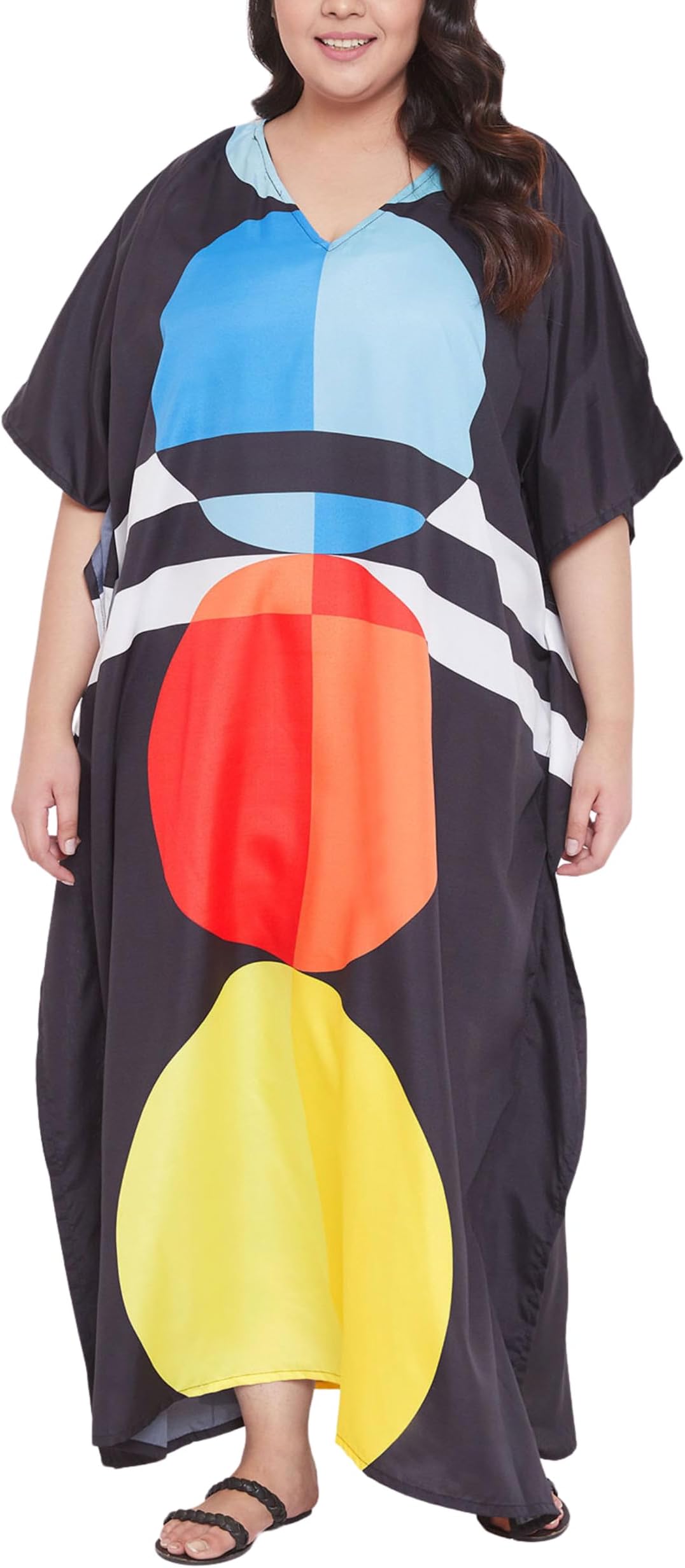 Oussum Women Polyester Casual Long Plus Size Beach Caftan Cover Up Maxi Dress 1X–3X Summer Kaftan Dresses for Women