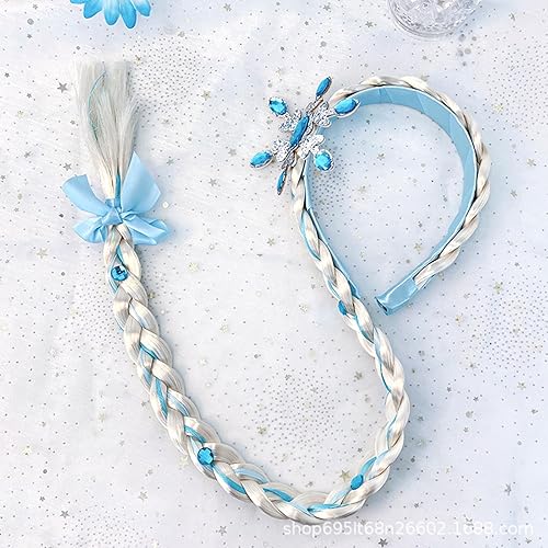 Miniatura 7 de Peluca de princesa Rapunzel larga trenzada para niñas, accesorio para disfraz de princesa