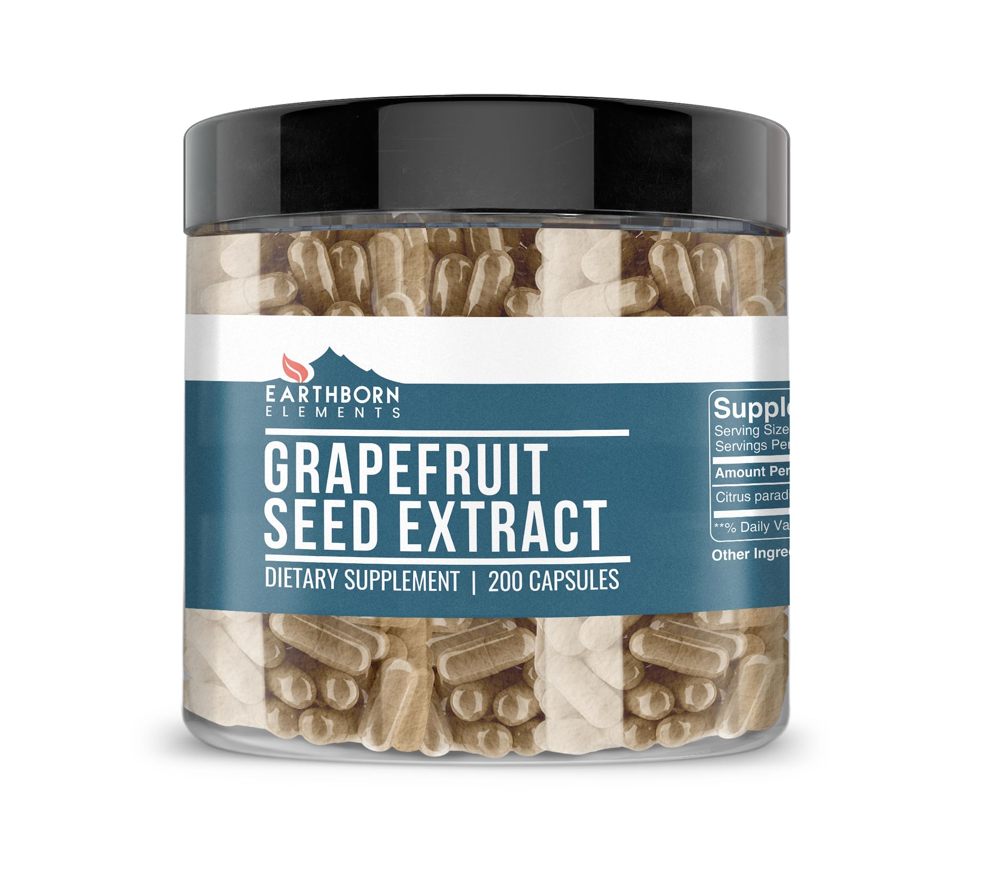 Earthborn Elements Grapefruit Seed Extract 200 Capsules, Pure & Undiluted, No Additives