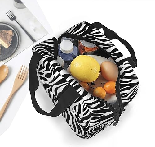 Miniatura 6 de Bolsa de almuerzo con estampado de cebra para mujeres y hombres, bolsa de almuerzo reutilizable con aislamiento térmico para el trabajo, oficina,