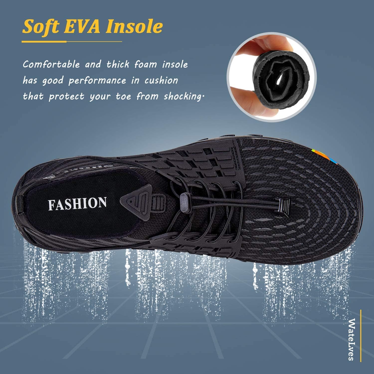 WateLves Water Shoes Mens Womens Beach Swim Shoes Quick-Dry Aqua Socks Pool Shoes for Surf Yoga Water Aerobics 5.5 Women/4 Men A/Black