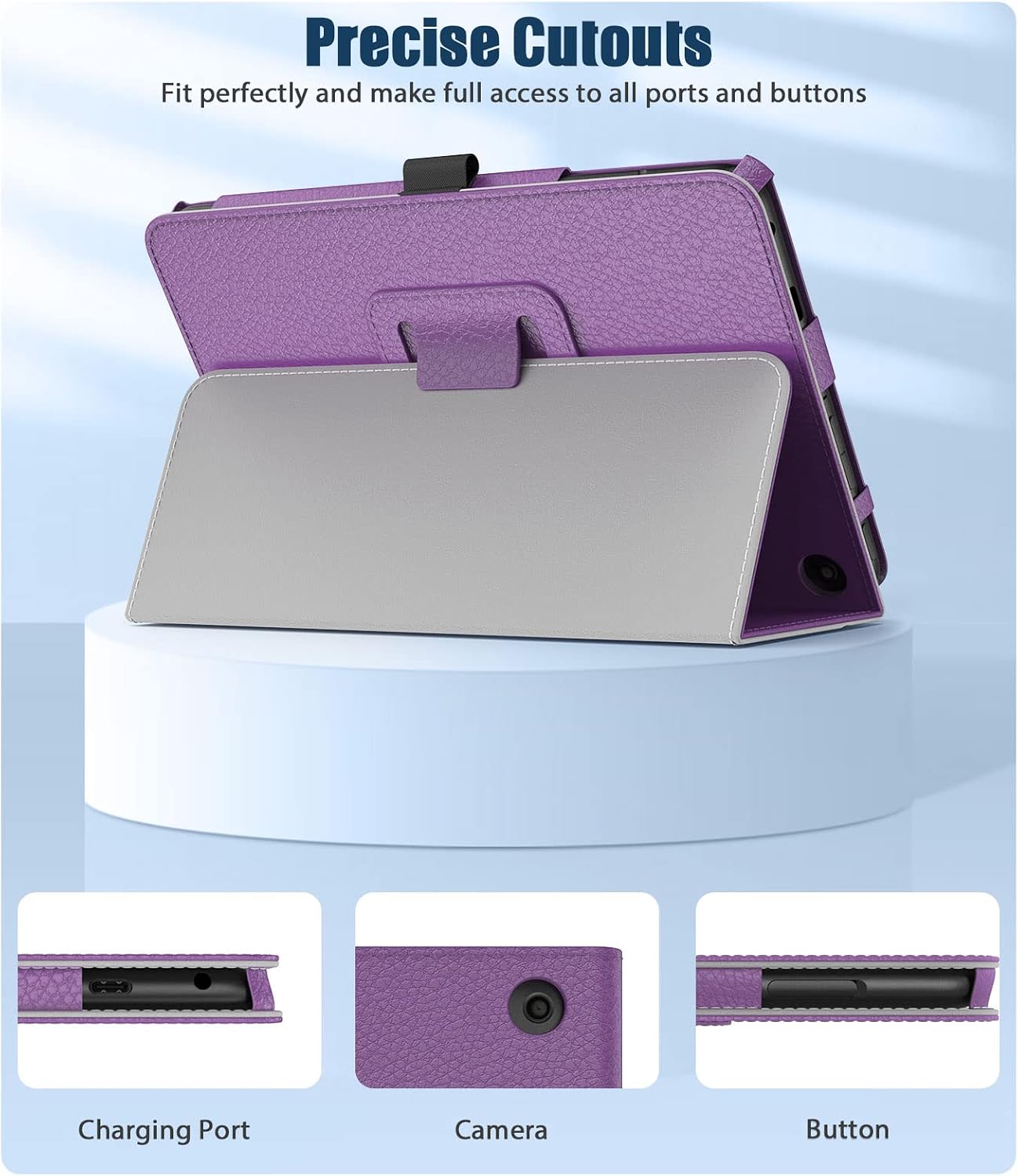 TiMOVO Case Fits All-New Kindle Fire 7 Tablet (7", 12th Generation, 2022 Release), Slim Protective Stand Cover, PU Leather Shell with Auto Wake/Sleep, Purple
