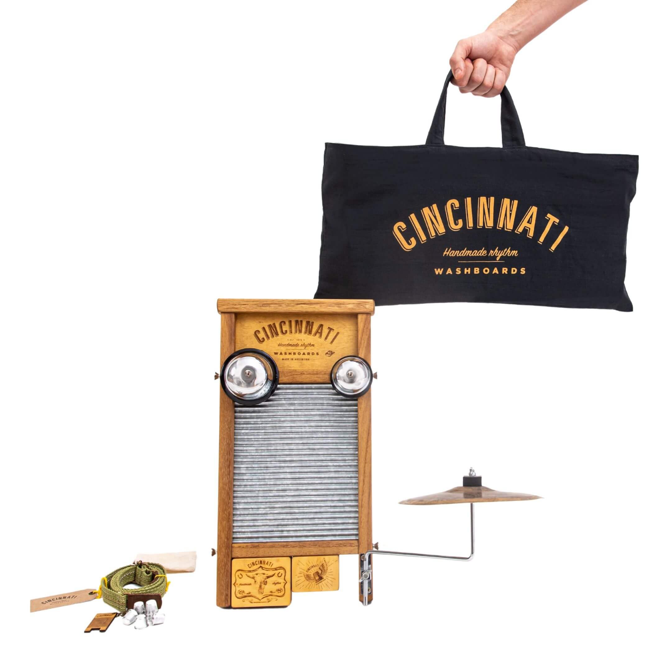 Cincinnati Washboards Road Trip Percussion Bundle w/Cymbal and Jam
