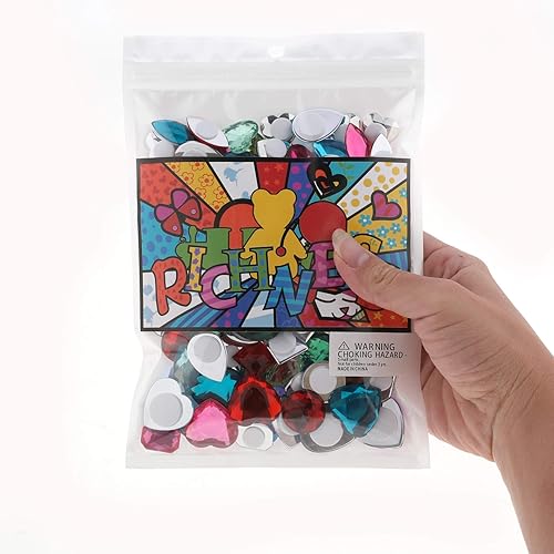 Miniatura 8 de RICHNESS 110 piezas Joyas Autoadhesivas para Manualidades Jumbo Bling Pegatinas de Gemas de Cristal Formas y Colores Surtidos Pegatinas de Strass