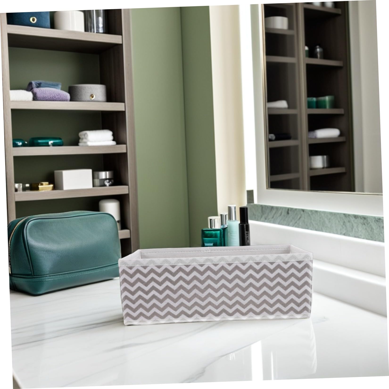 Healeved Lot de 12 Organiseurs de Tiroir Pliables en Tissu Non-Tissé Motif Ondulé Dimensions 28X14 CM et 14X14 CM pour sous-Vêtements Chaussettes et Soutiens-Gorge Rangement Modulable