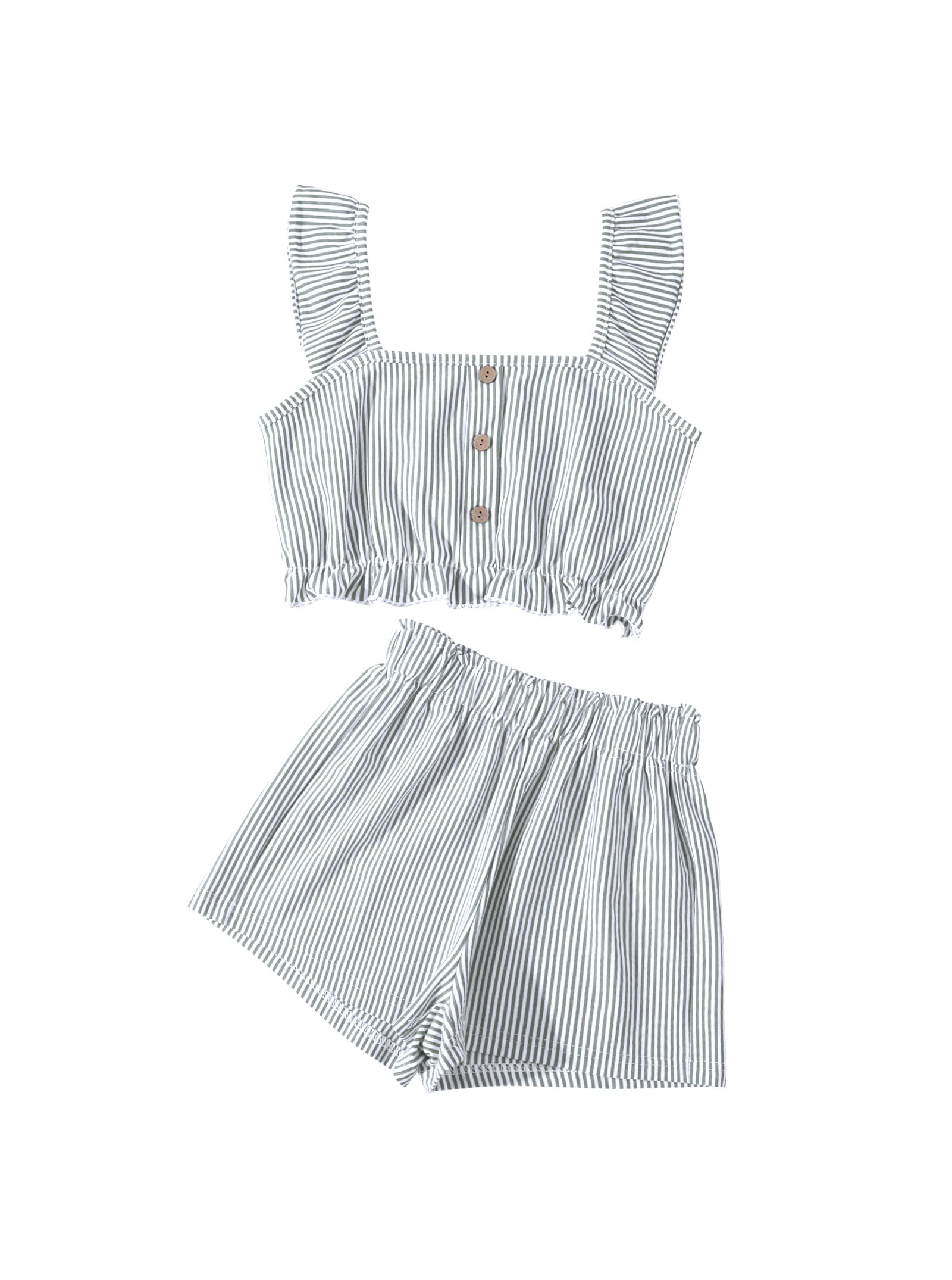 Girls Summer Outfits Striped Shirt and Short Sets