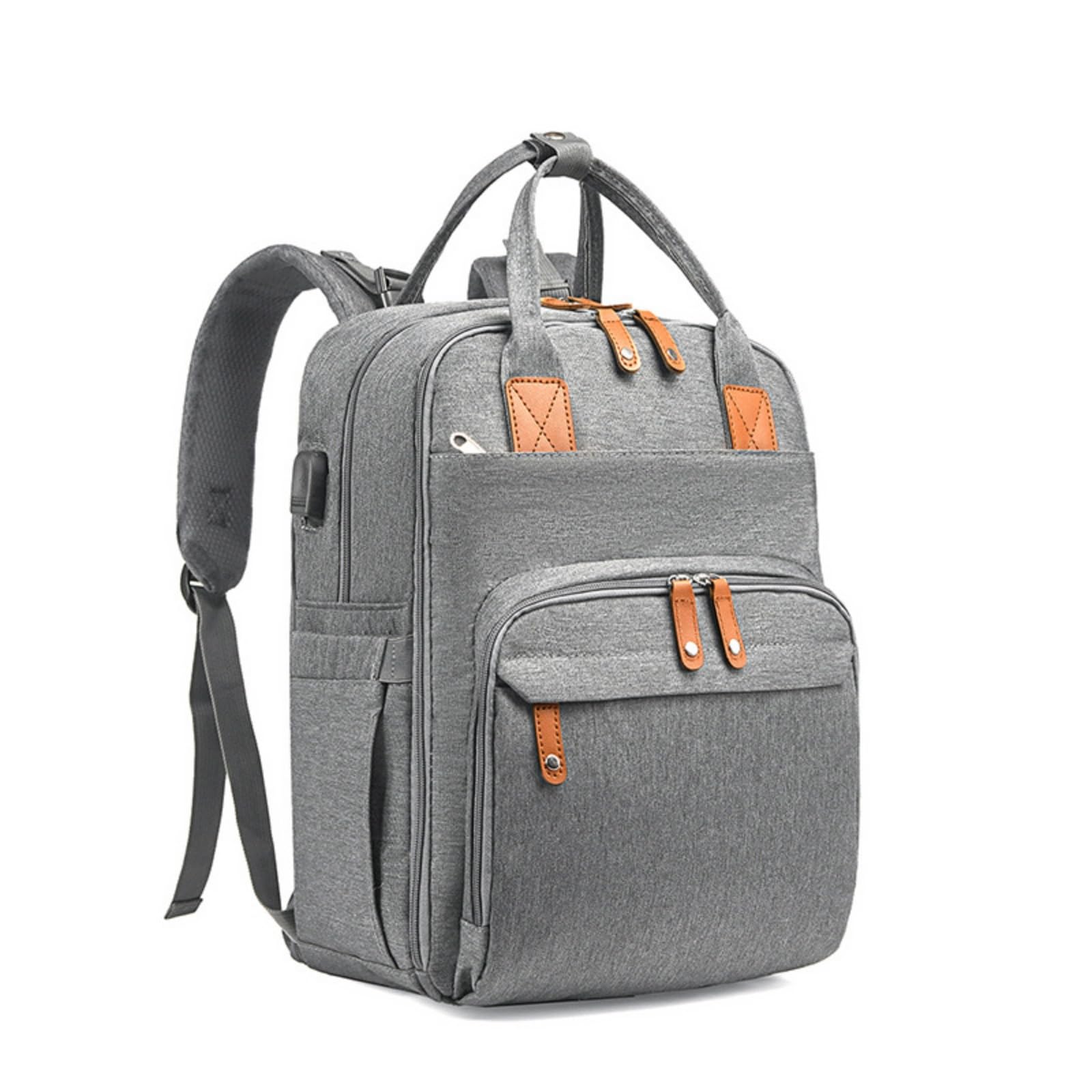 Zaino Fasciatoio con Lettino Pieghevole Multifunzione Zaino Fasciatoio con Lettino da per Genitori, Neonati, Passeggiate, Grigio, Grigio Chiaro