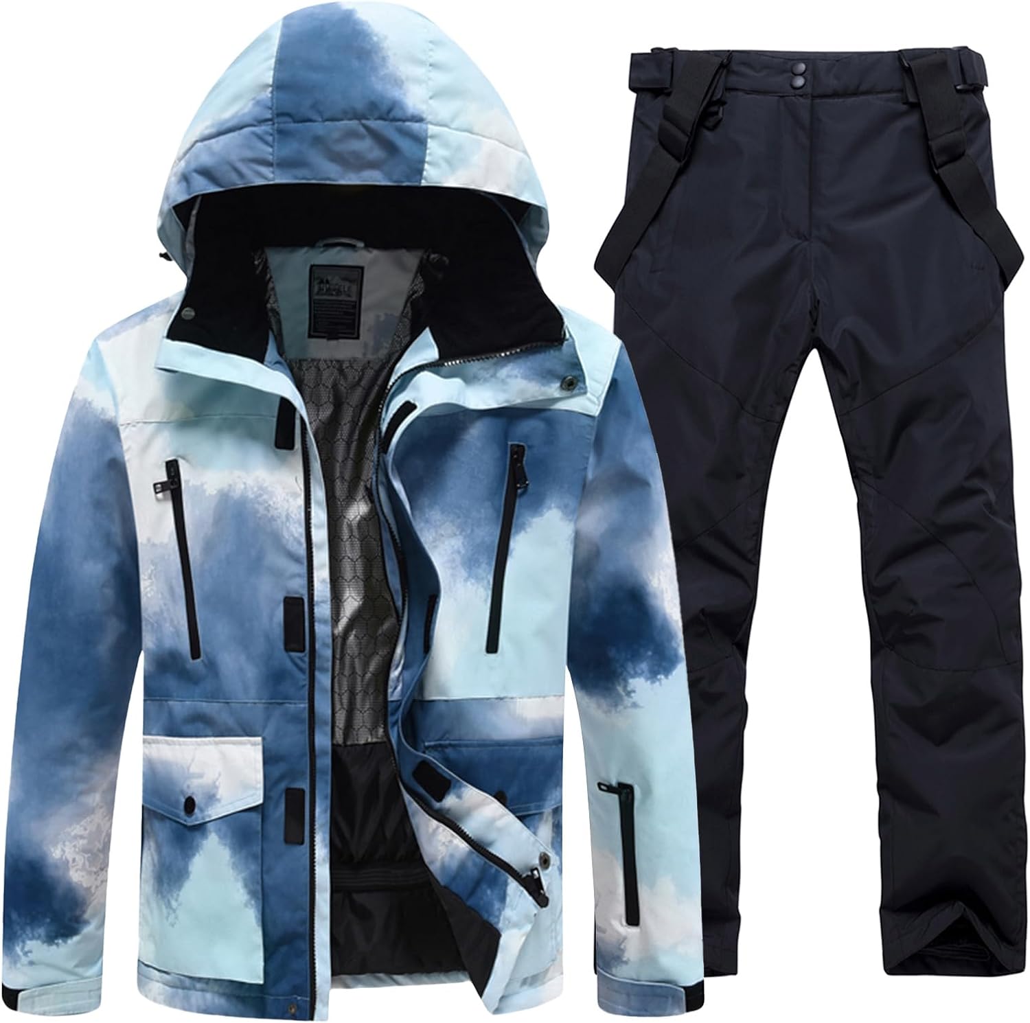 Oymyakon Men Ski Suit Waterproof Snow Suits Snowboard Jacket and Pants Set Winter Outdoor Windproof Warm Two Piece Snowsuits BlueBlack XL