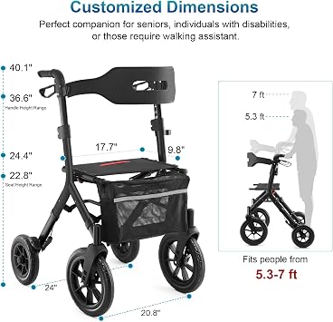 MAXWALK Rollator Walker for Tall Seniors, 12
