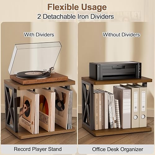 Miniatura 7 de QILICHZ Almacenamiento de discos de vinilo, soporte para discos de 80 a 100 libras, soporte de vinilo apilable, soporte para tocadiscos de 2