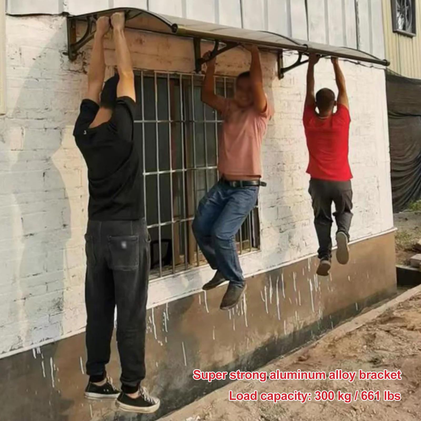 Pensilina Tettoia per Porta e Ingresso in Alluminio,Tende da Sole Marrone,Tendone in Policarbonato Curvo,Garden Pensilina da Esterno,Resistente ai Raggi UV Antipioggia (50x280cm)