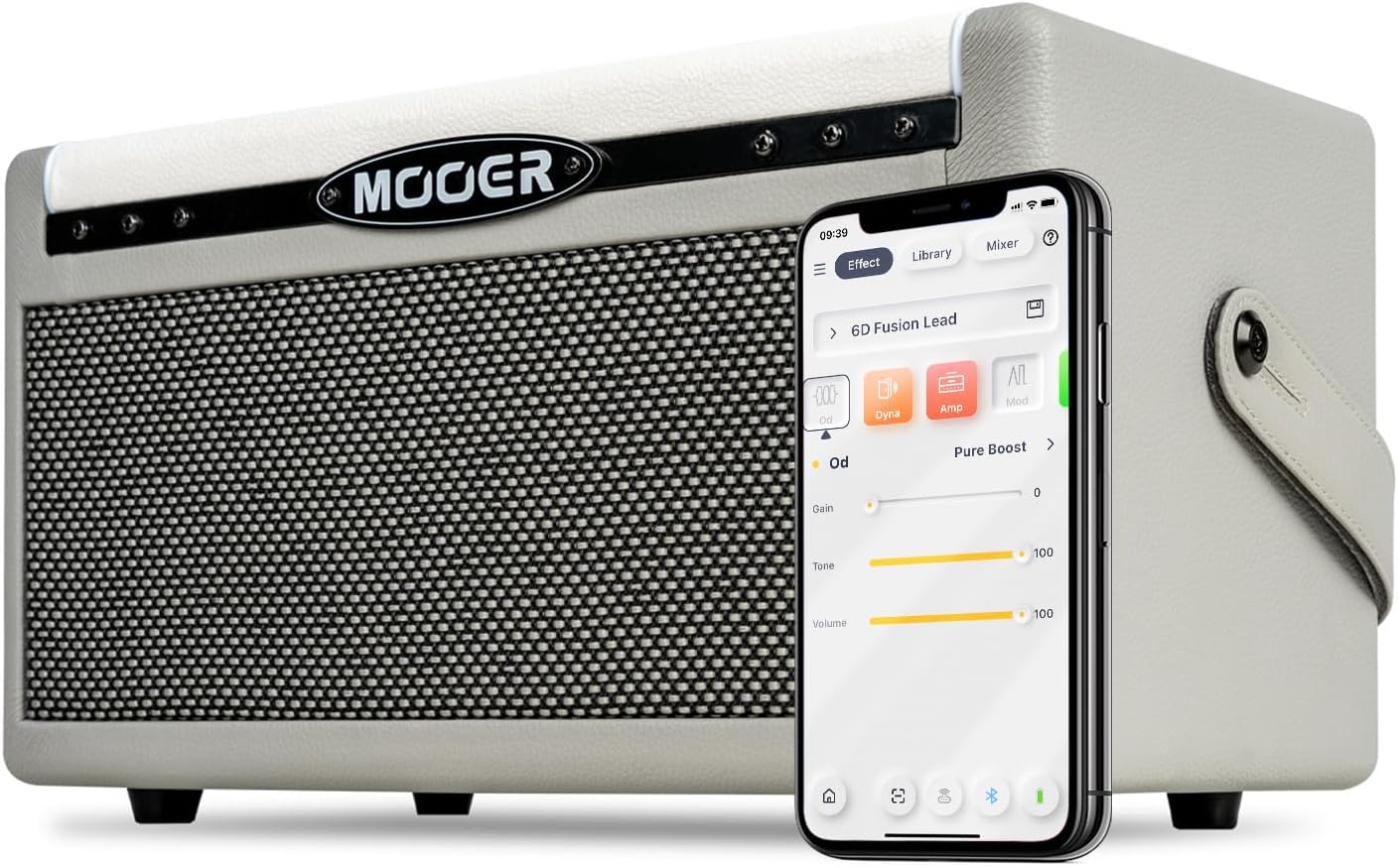 - MOOER SD30i AI Smart Guitar Amp Portable Practice Amplifier, Bluetooth 30W Stereo Sound, 5Hrs Bettary Life, with 101 Effects, 80s Looper and 40 Drummer for Electric Guitar
