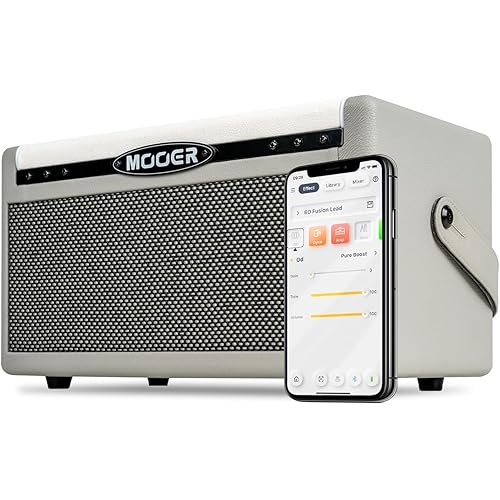 MOOER SD30i Practice Guitar Amp Portable Smart Amplifier, Bluetooth 30W Stereo Sound, 5Hrs Bettary Life, with 101 Effects, 80s Looper and 40 Drummer for Electric Guitar