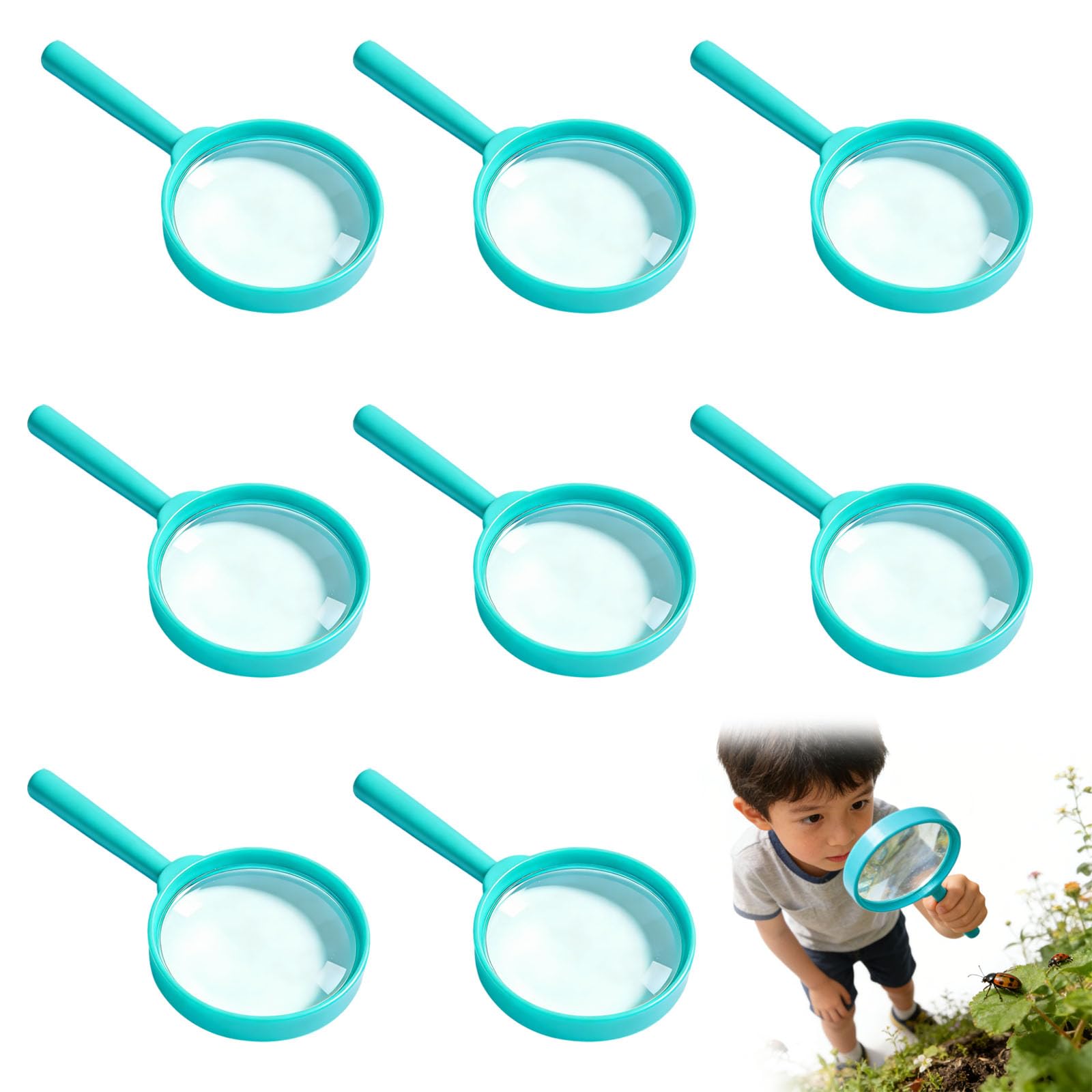 Lot de 8 Loupe pour Enfant Observer Insectes Plantes Cadeau Éducatif