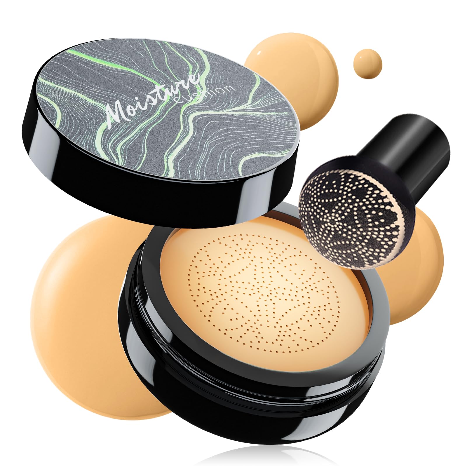 Air Cushion CC Cream - Base hidratante BB Cream, de larga duración, impermeable, nueva almohadilla de cabeza de hongo, corrector para tono de piel uniforme (beige pulido, 1 unidad)
