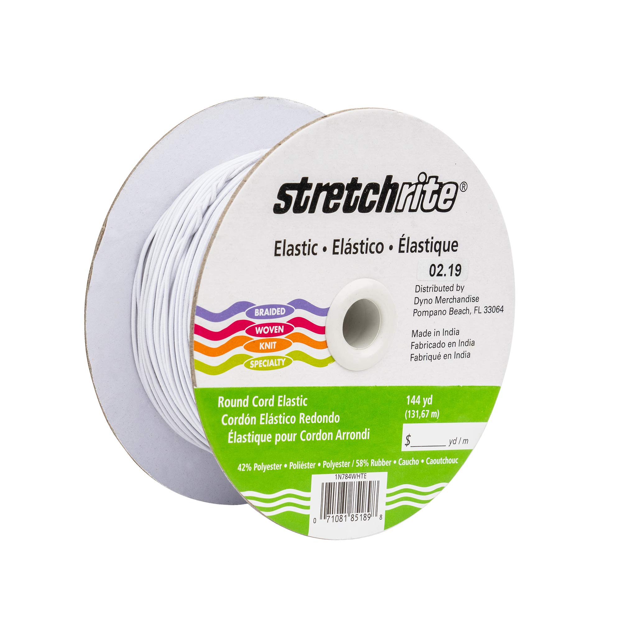 Stretchrite 1N784WHTE Stretchrite 144-Yard White Round Elastic Cord Spool