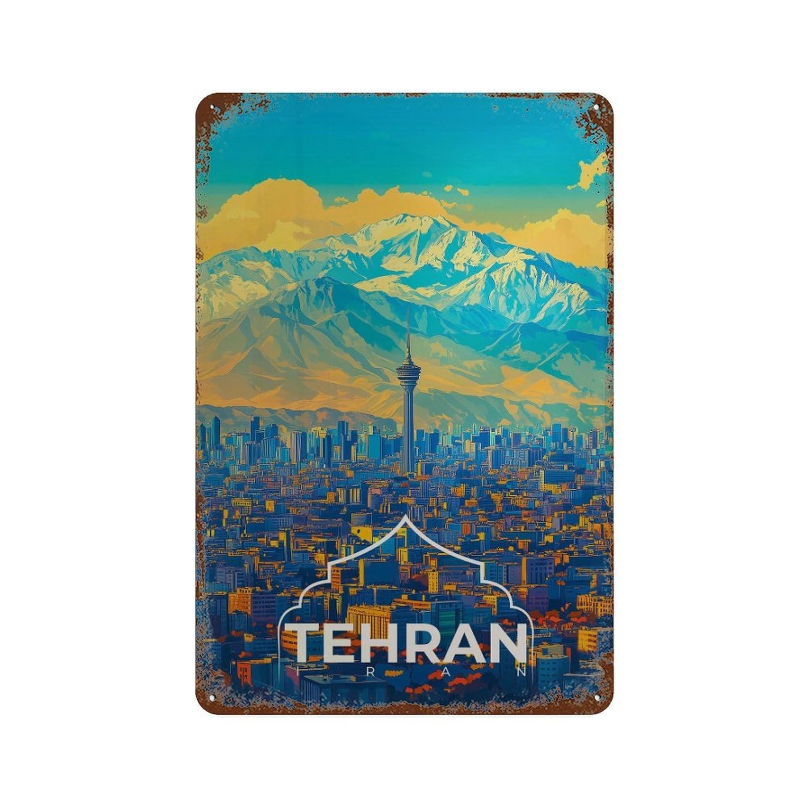 xiaoxiaoshen Tehran Travel Iran Middle East Wall Decor Art Metal Tin Poster Modern Home Decor Art Home Bar Shop Decorations Vintage Sign 30x20cm