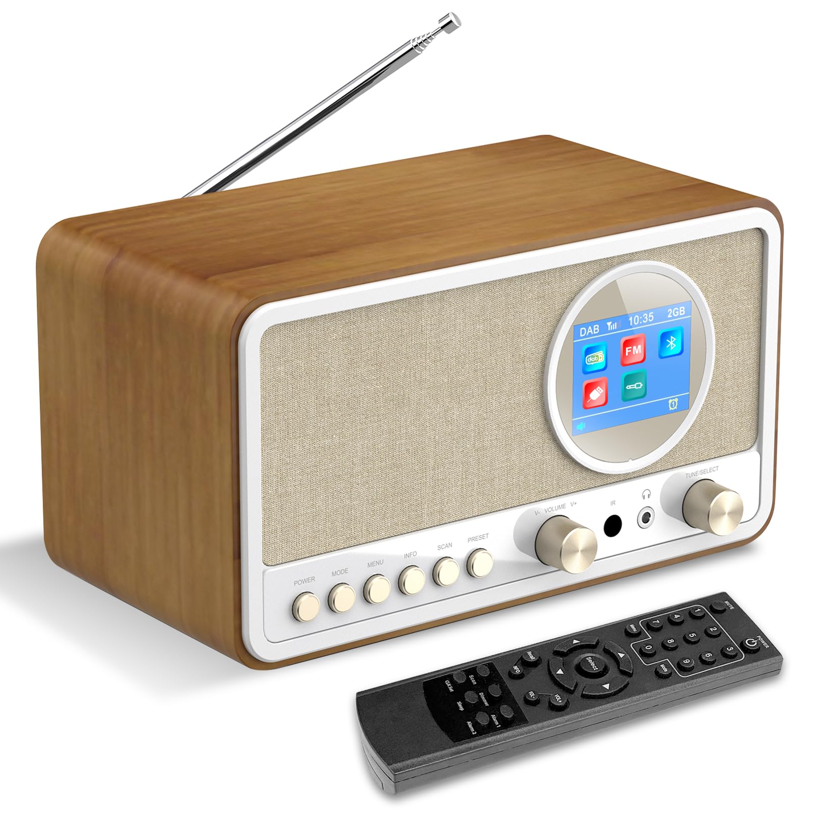 Radio DAB+/FM con Bluetooth, Radio Digital de Cocina, Radio Despertador con Mando a Distancia, Negro