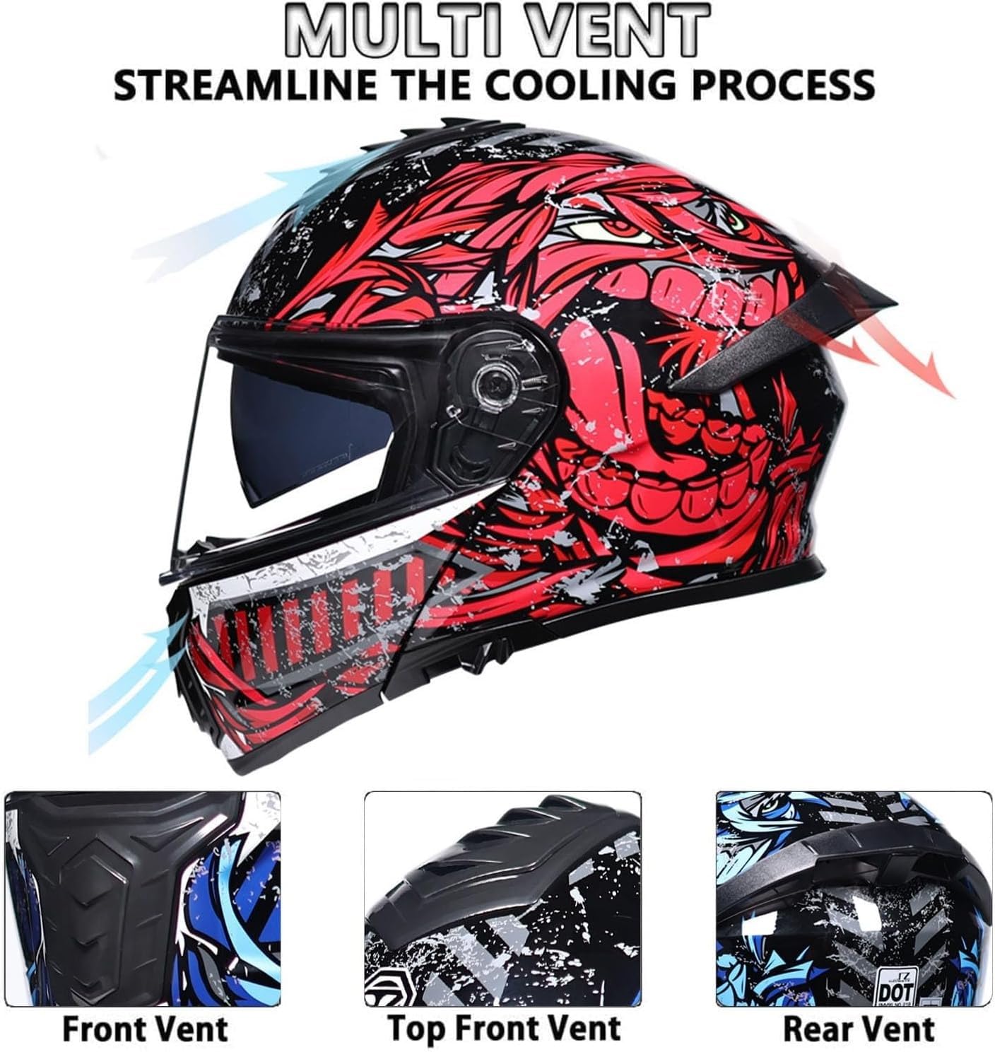 Casco de Moto Modulares ECEDOT Homologado Casco Integrales Moto Abatible Integrado para Hombres y Mujeres Adultos Cascos Motocicleta Flip Up Cascos Motocross con Doble Visera