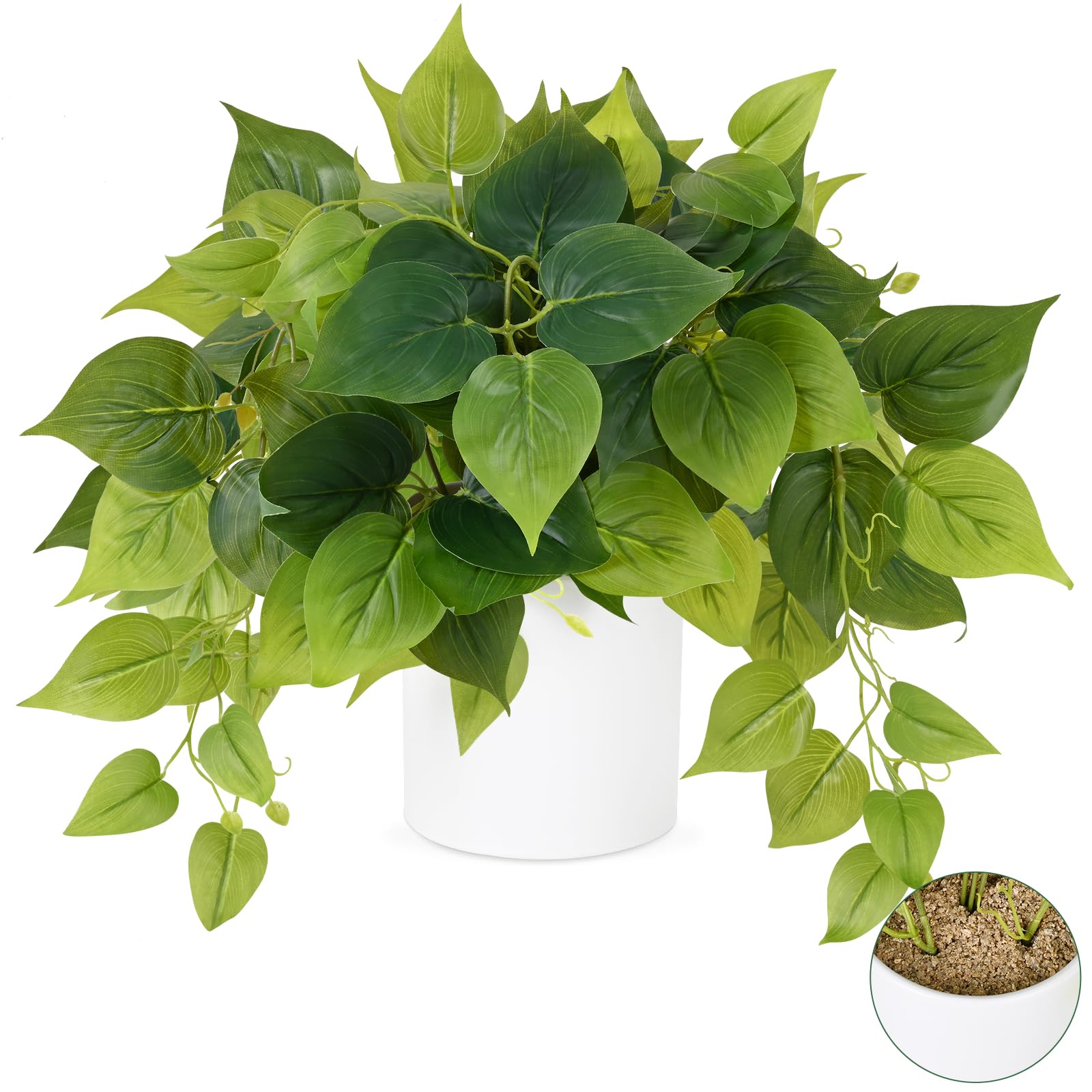 Waipfaru Faux Pothos White Ceramic Pot