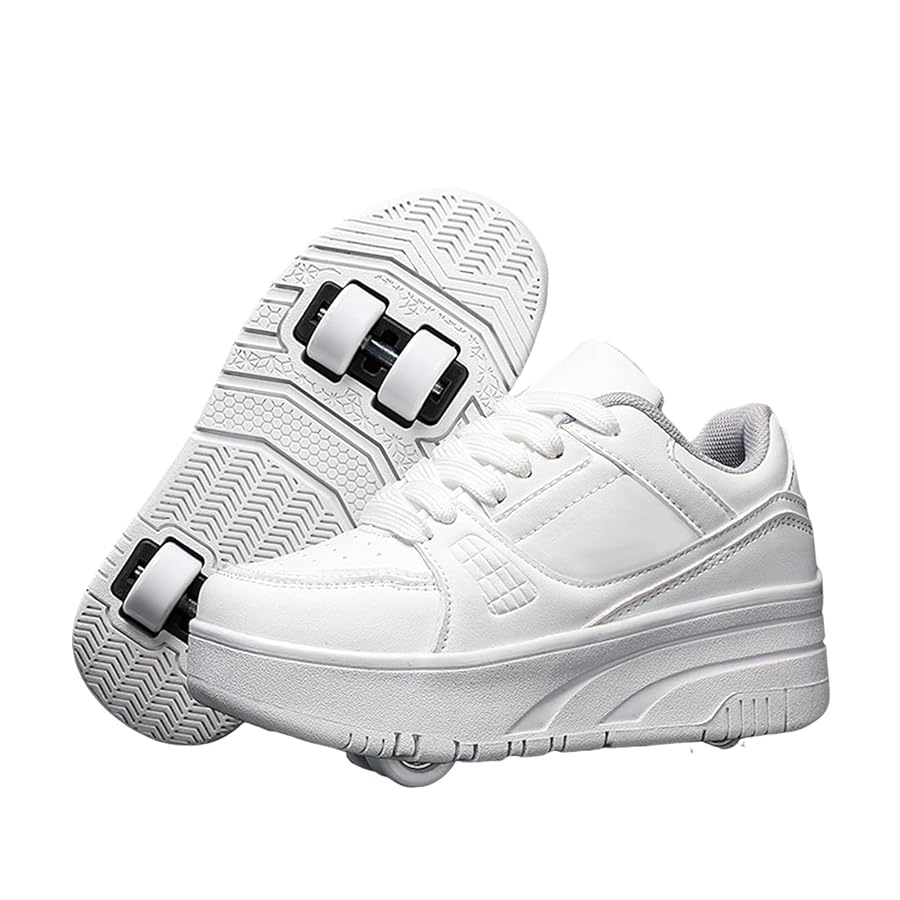 Surwin Chaussures Roulettes Enfant, Fleur Broderie Chaussures De