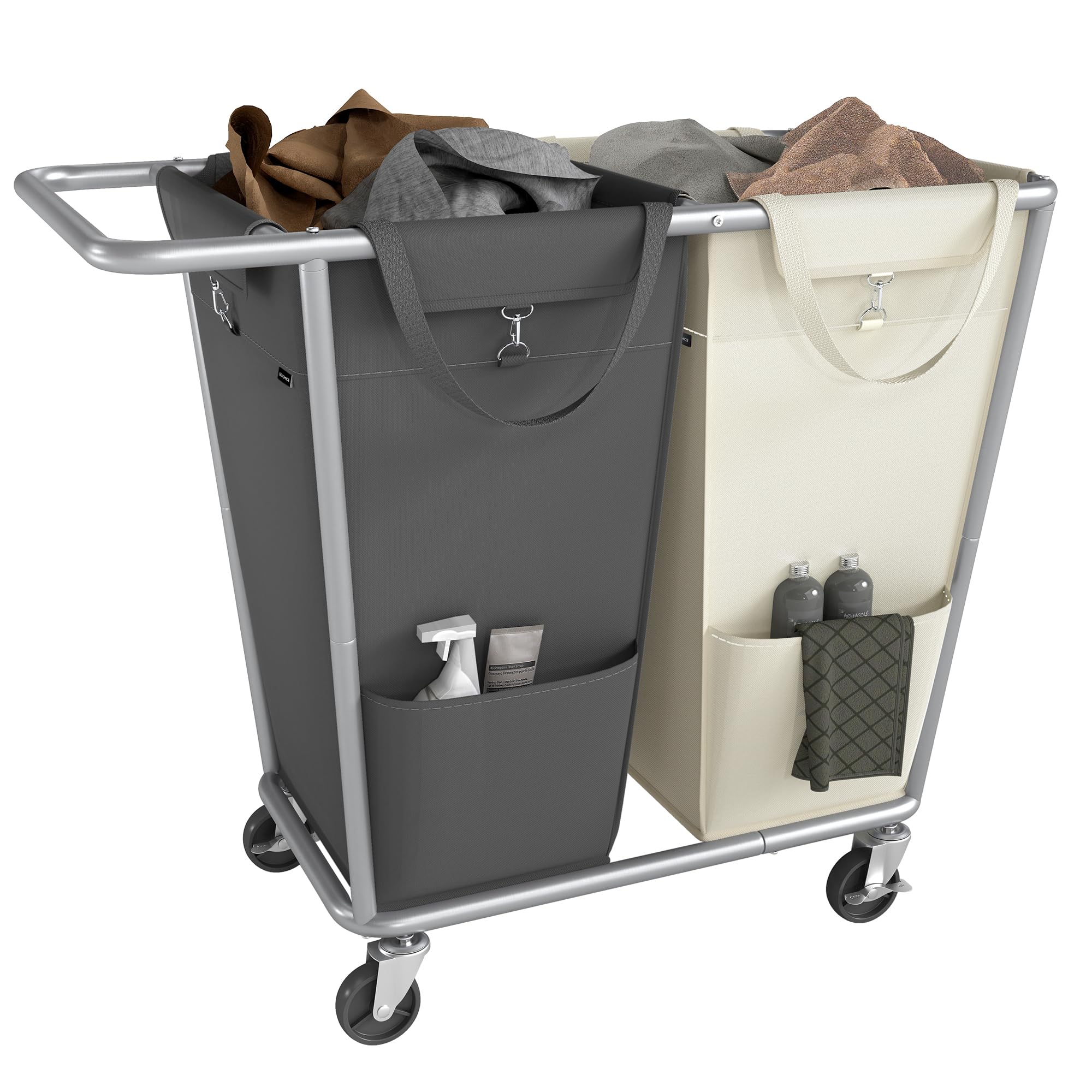 SONGMICS 50.2 Gal Laundry Basket with Wheels, 2-Section