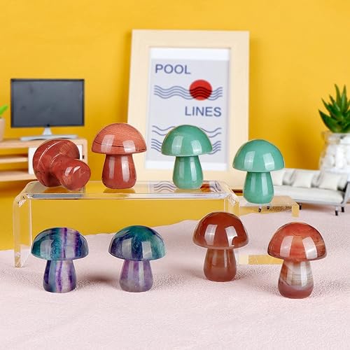 Miniatura 5 de Hxswkk 2 piezas de 17 pulgadas de cristal de aventurina verde de 17 pulgadas decoración de mini hongos decoración para el hogar decoración de sala