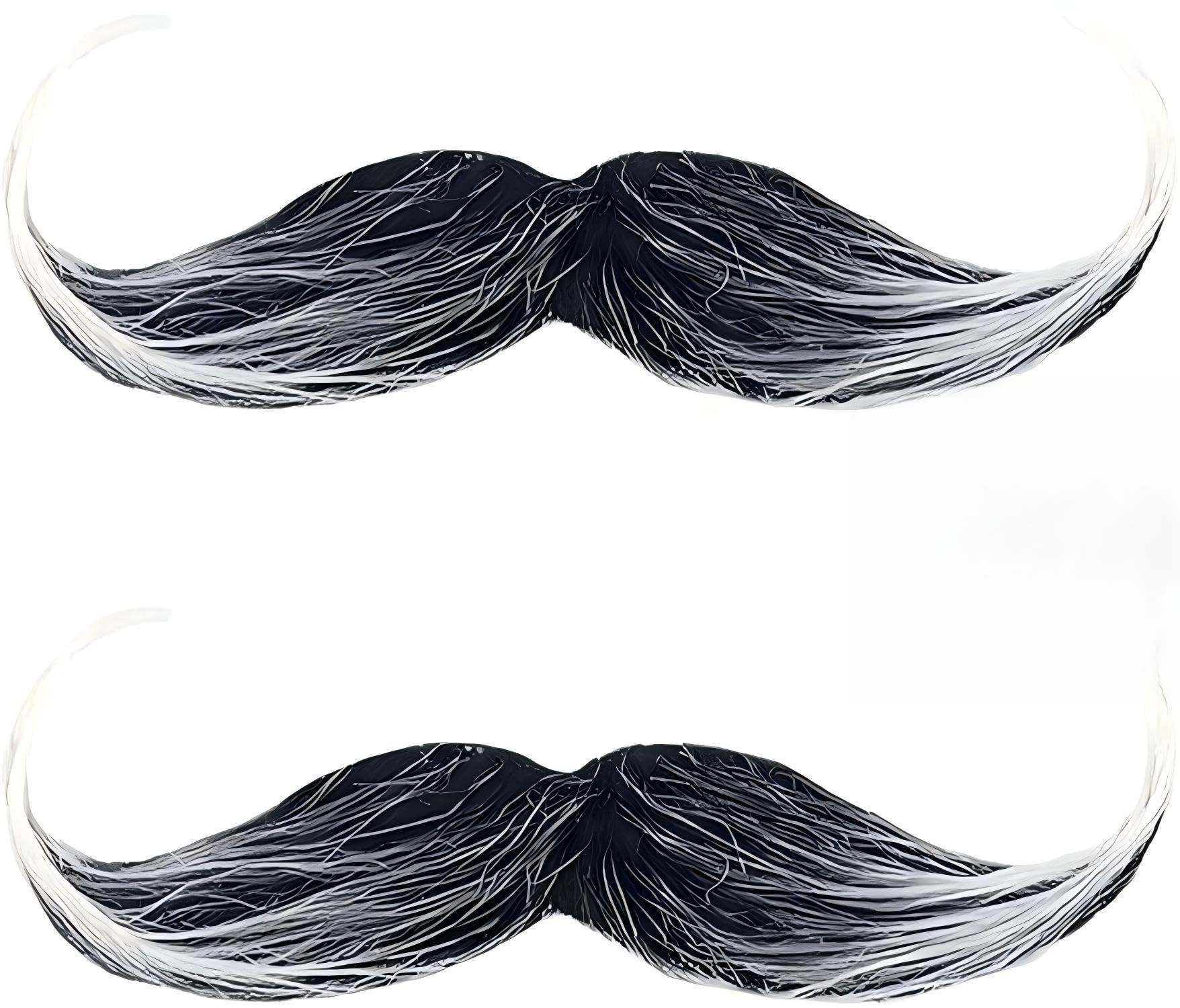 JXAurix Fake Moustache, 2 Pcs Self Adhesive Fake Moustaches Halloween Fake Beards Old Man Detective Moustache for Themed Parties and Cosplay