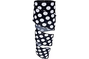 Polka Dots Wired Black and White Ribbon