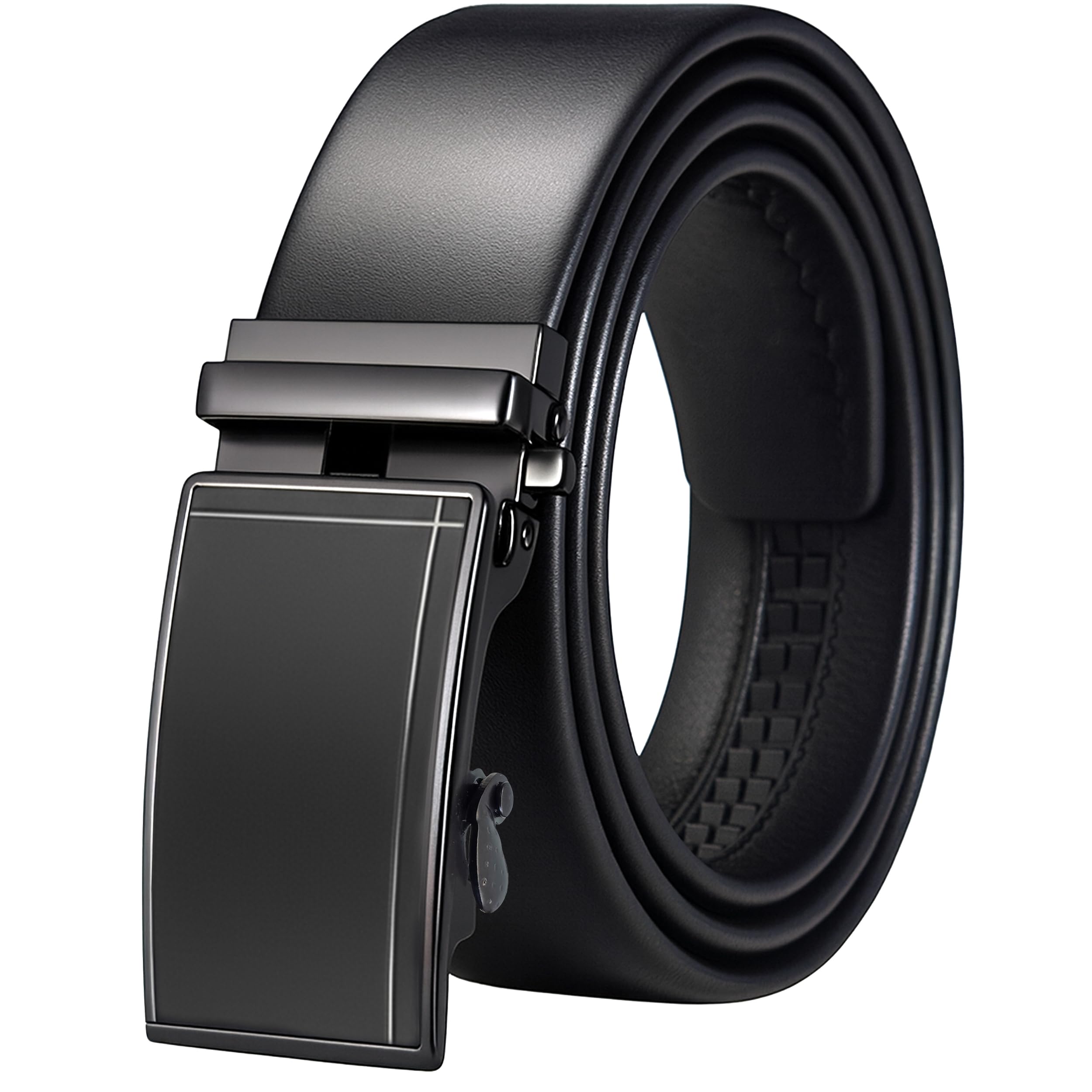 Leather Men Belts with Auto Lock | Stylish Belts for Men Leather Original with Scratch Resistant Buckle | Belt for Men Formal & Casual | Ideal for Gift for Man | Black-image-11