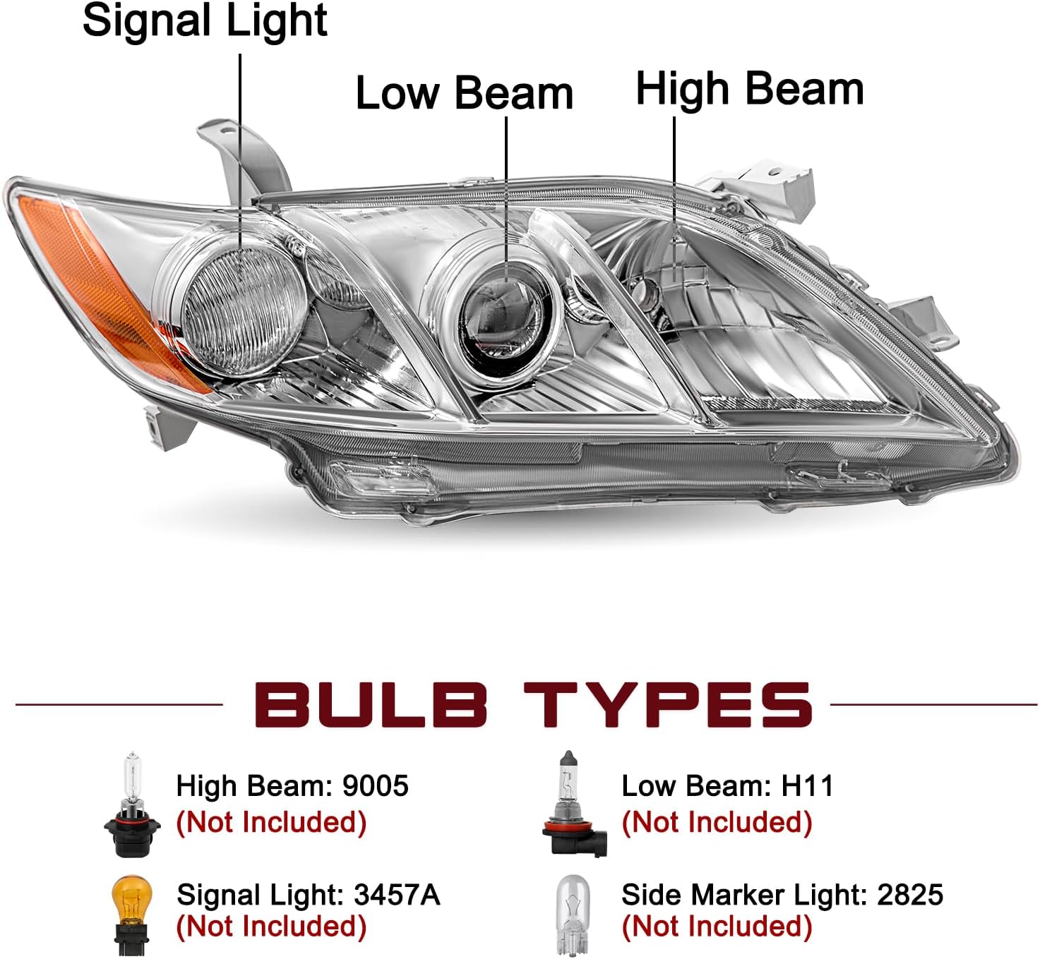 JSBOYAT Headlight Assembly Replacement for 2007-2009 Toyota Camry US Version Model Driver and Passenger Side