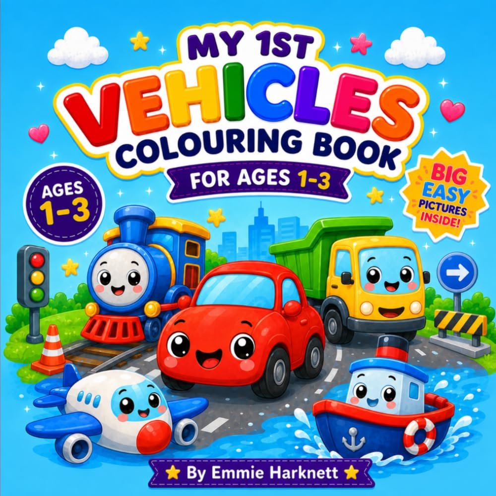 My 1st Vehicles Colouring Book: Cute & Easy Vehicles Colouring Book for Toddlers Ages 1-3 | Big Simple Pictures for Little Hands