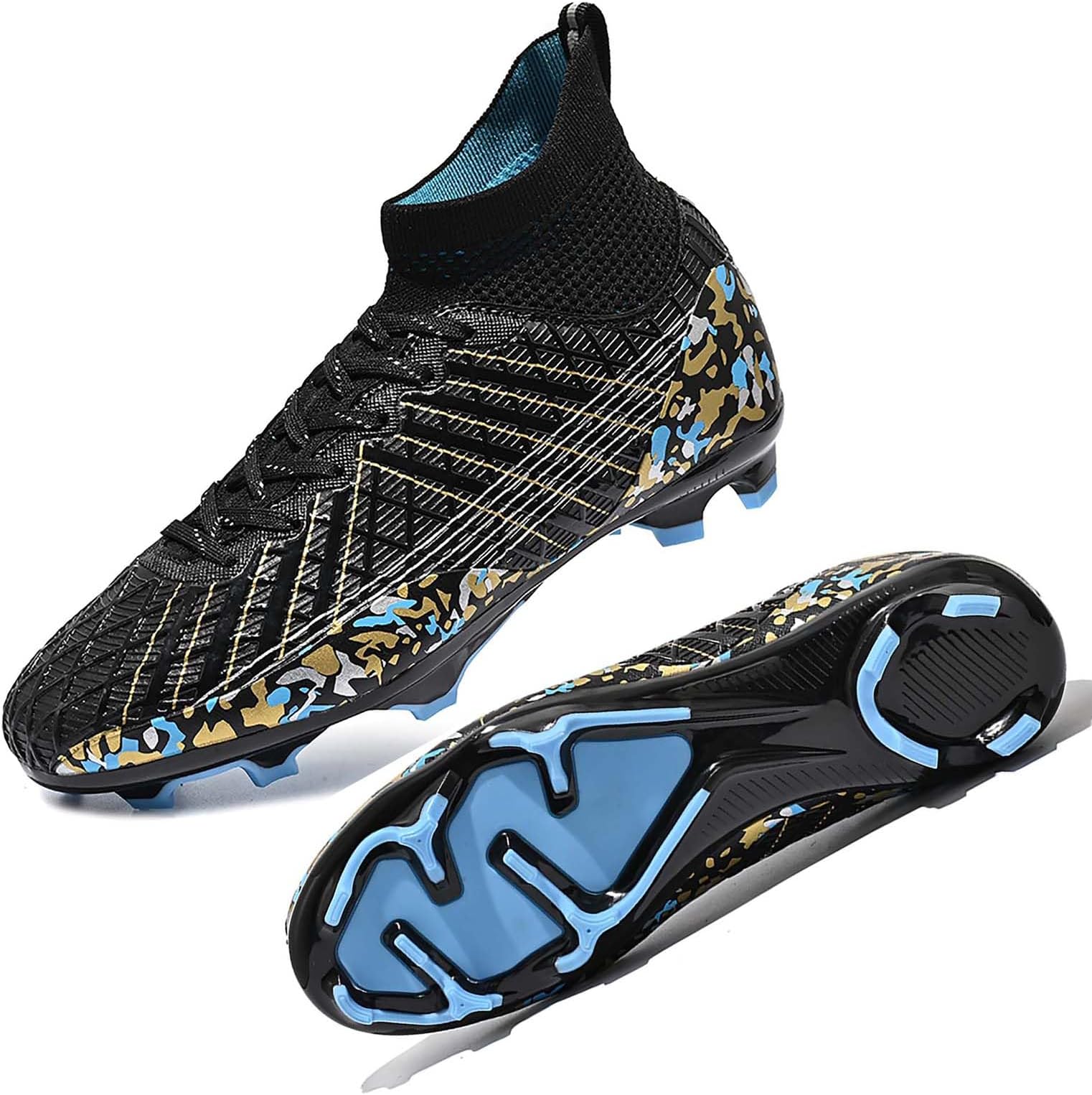 HESBITEUL Soccer Cleats Outdoor for Boys Training: High Top Football Cleats for Firm Ground