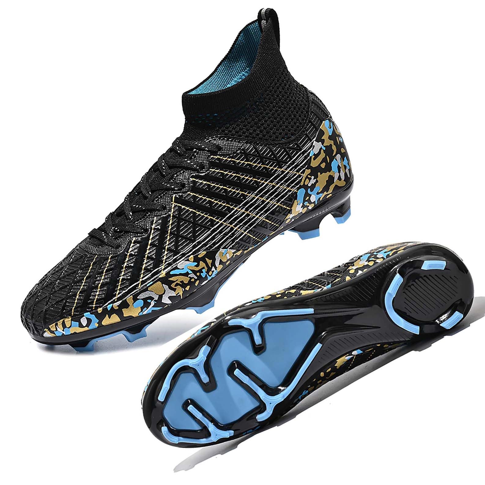 HESBITEUL Soccer Cleats Outdoor for Boys Training: High Top Football Cleats for Firm Ground