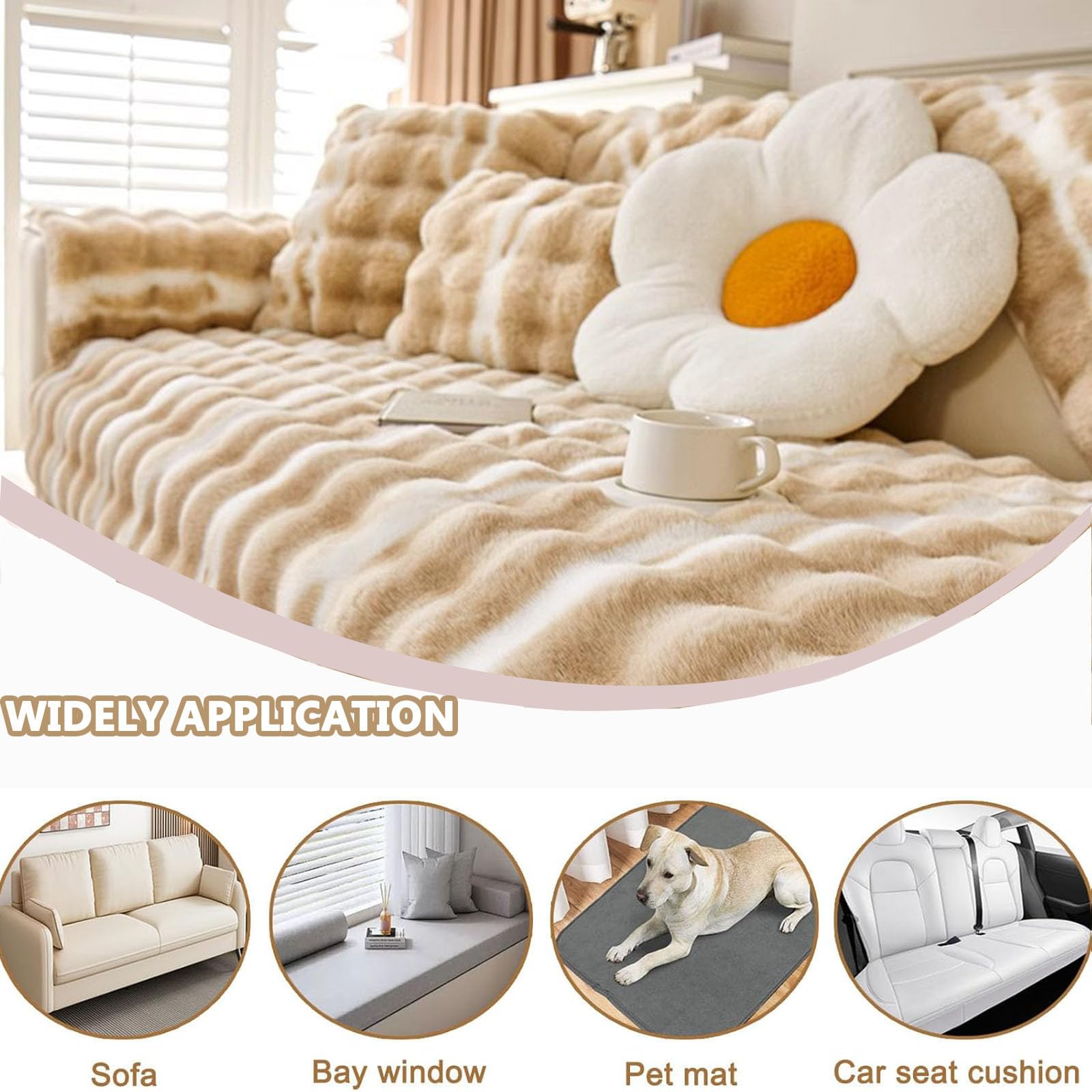 Housse de Canapé Peluche épais,Anti - Griffure Chat Couverture Universelle