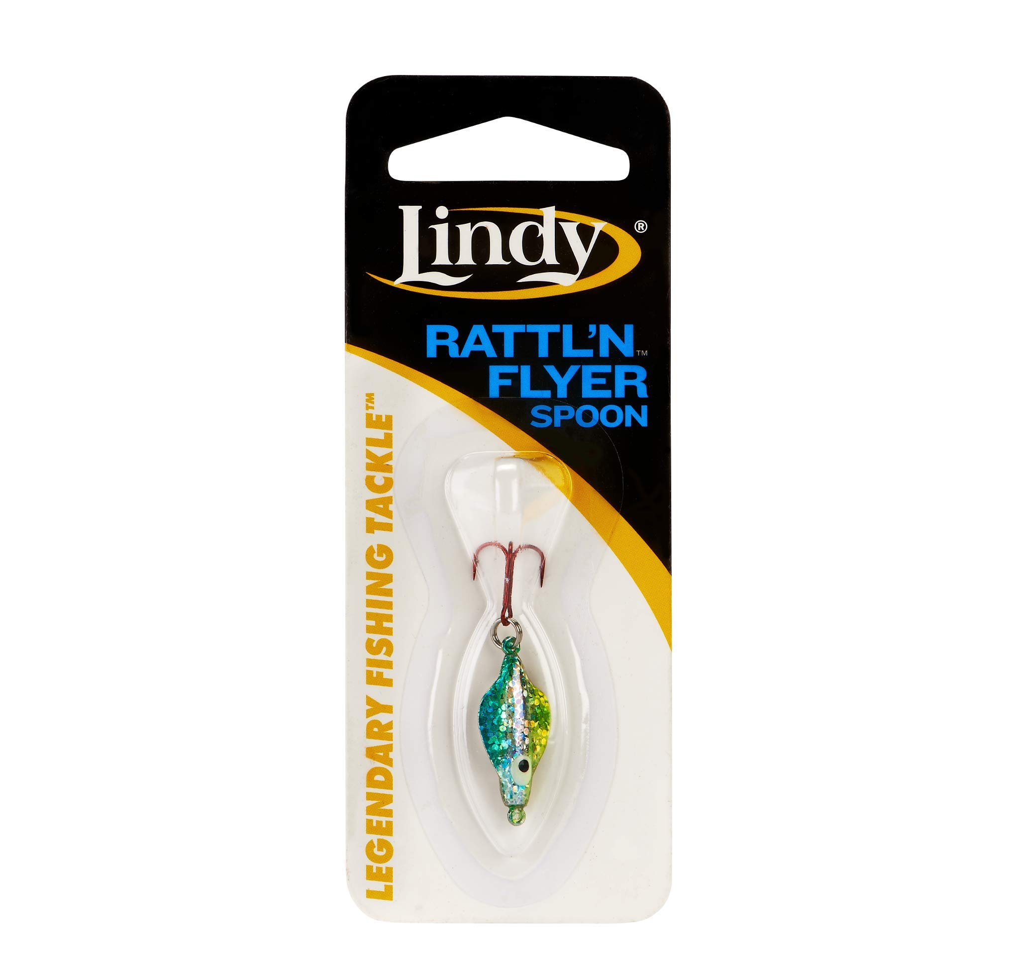Lindy Rattl'N Flyer Spoon Hybrid Ice Fishing Lure Jigging Spoon, Emerald Shiner, 1/16 oz