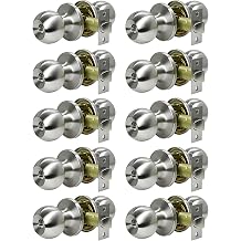 SUNTAI Privacy Door Knobs,10 Pack Brushed Nickel Round Keyless Doorknobs Interior Door Knobs for Bedroom/Bathroom, Privacy Function