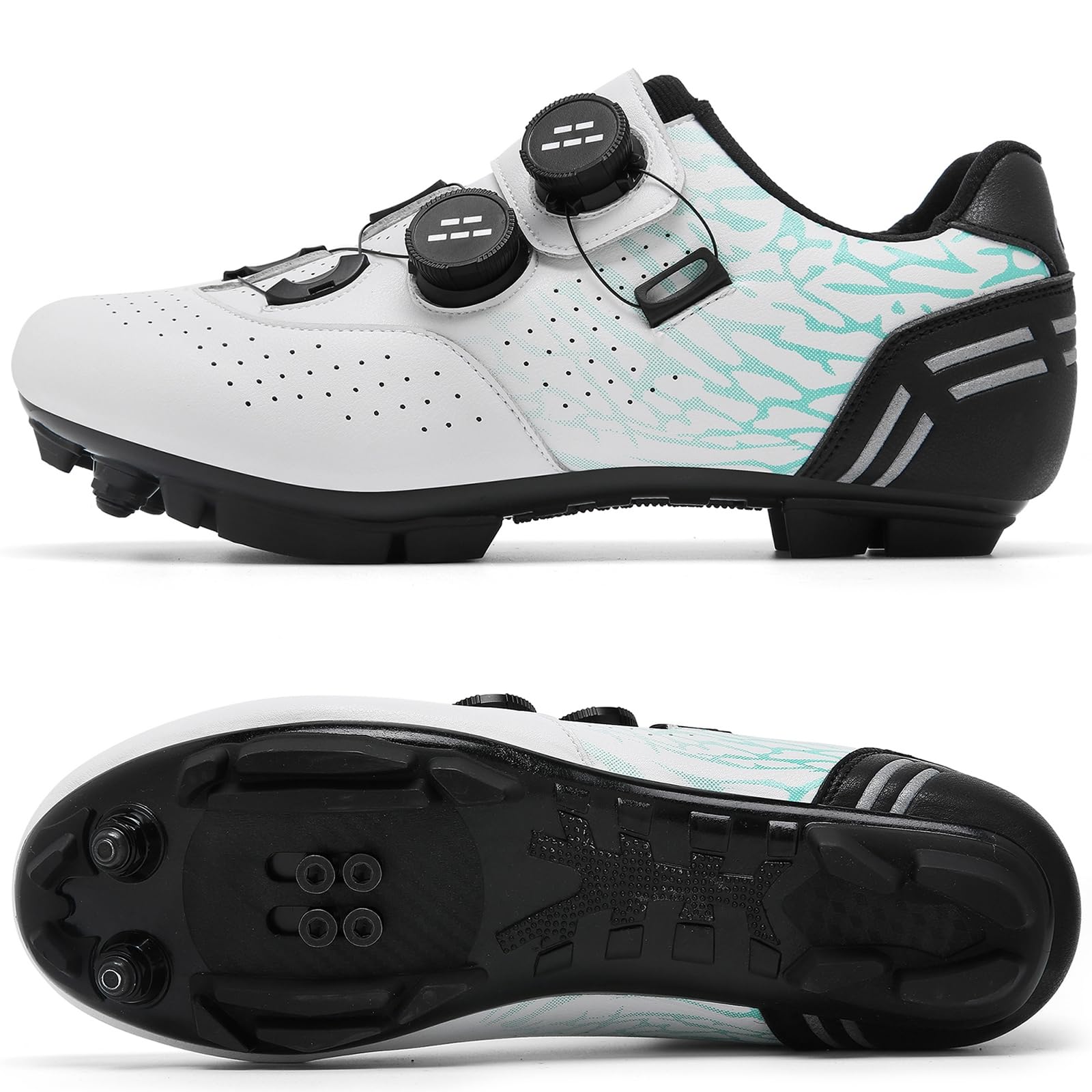 SDEQA Zapatilla de MTB Hombre, Zapatos Bicicleta de Montaña Compatible con SPD Pedales de 2 Tornillos con Calas Zapatilla de Ciclismo Unisex Adulto