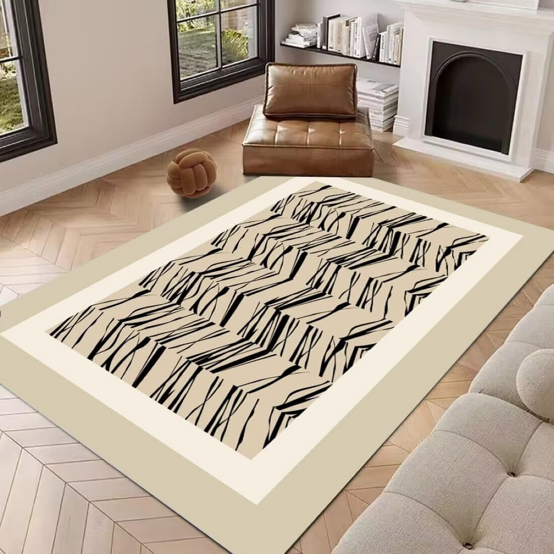 Tapis chambre ado 170X240CM noir et blanc pour relooker un salon moderne
