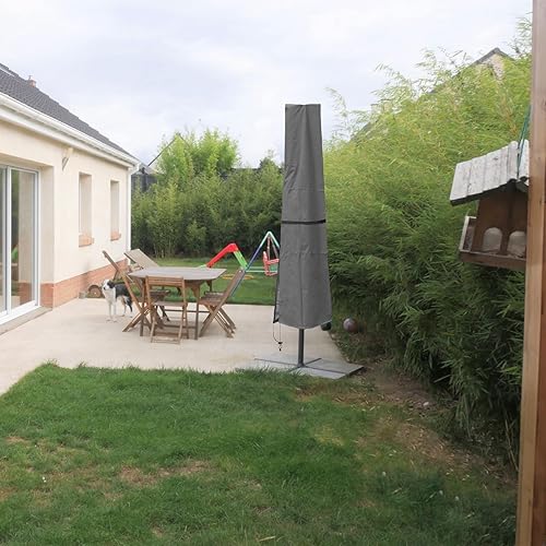 Miniatura 14 de Funda de sombrilla de plátano con cremallera para sombrillas voladizas de 9 a 13 pies, cubiertas de sombrilla de patio, fundas impermeables