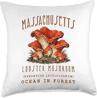 Massachusetts Wildlife Lobster Mushroom Throw Pillow