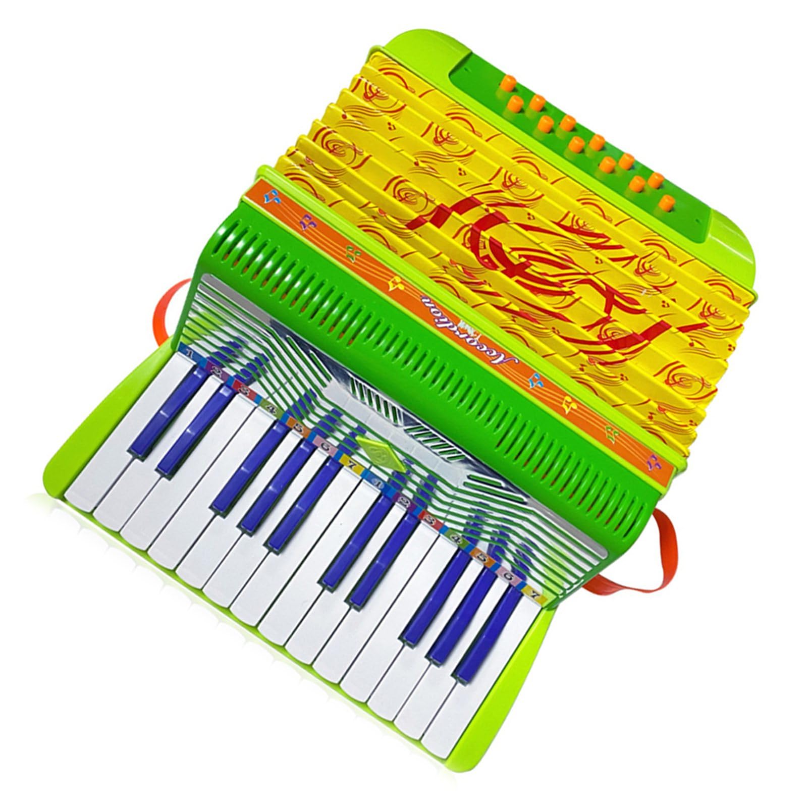 Acordeón de 24 Key 12-bass, Aprendizaje Fácil, Sonido Fantástico, Material Ecológico, Acordeón ABS para Principiantes, Rendimiento, Práctica, Incluye Correa (GREEN)