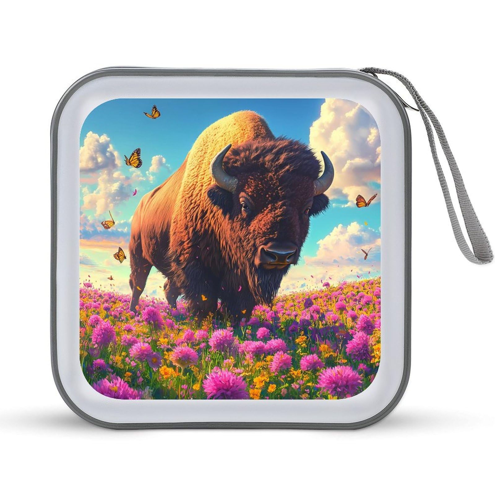 Buffalo Bison Field CD Case Portable DVD Holder Storage Organizer for Home Travel