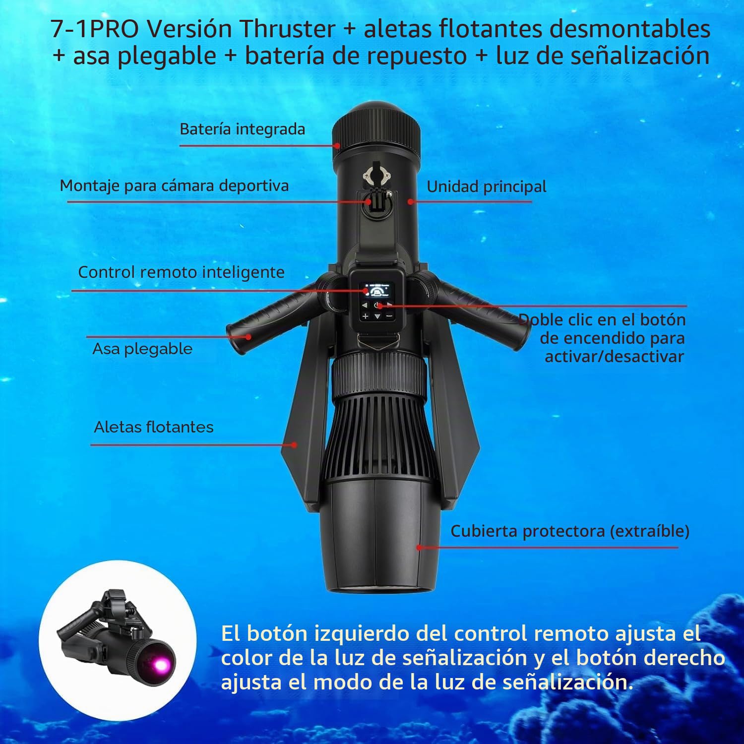 Camolech Scooter subacuático de doble batería sin escobillas con control remoto, máximo 3 m/s, Aqua Scooter 900 W, motor eléctrico para tablas de surf, SUP y kayaks