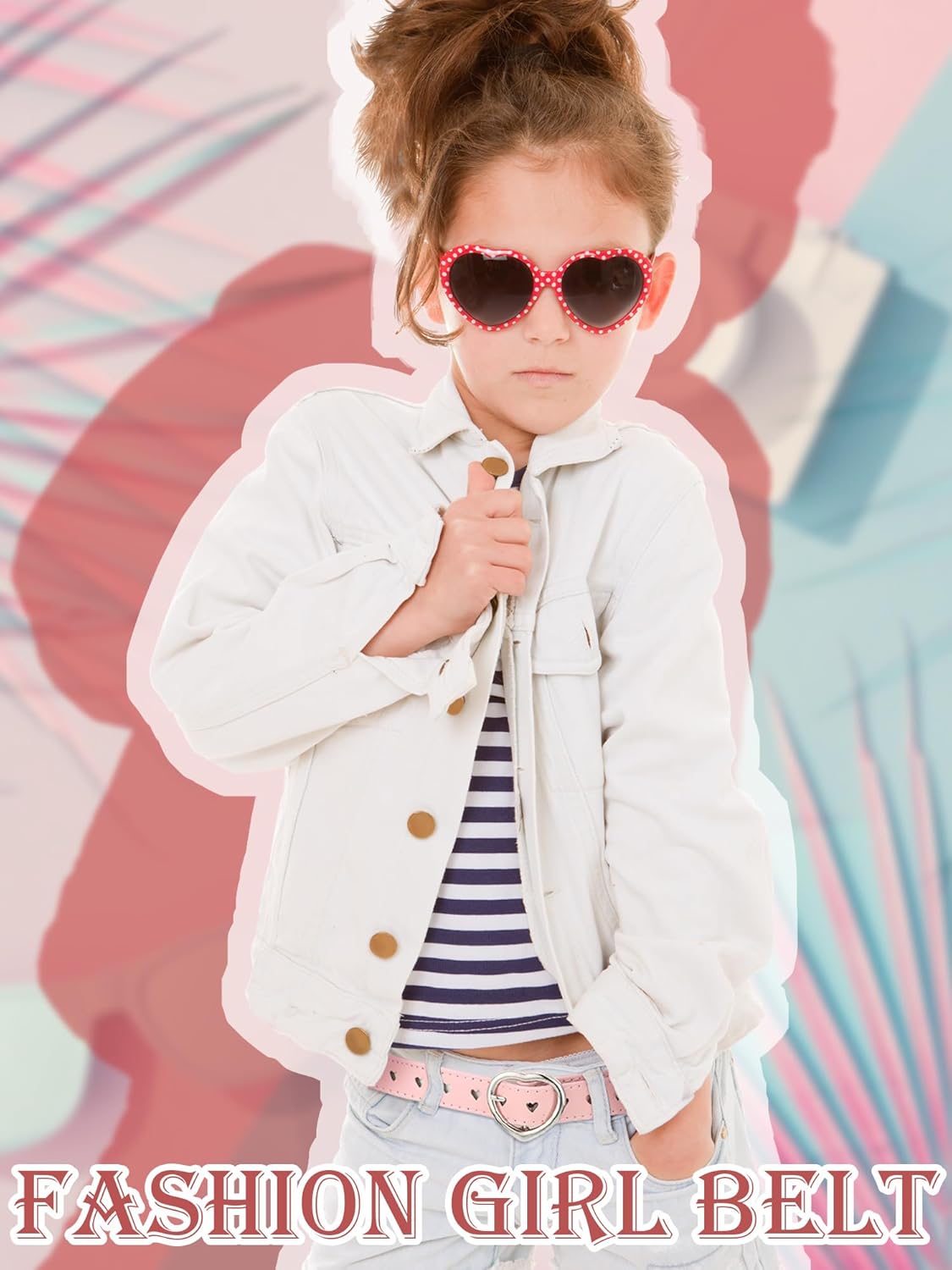 Newcotte 4 Pcs Girls Belt Size 6-12 Kids PU Leather Waist Belt Hollow Heart Design Metal Buckle for Girl Dress Pants Jeans - Image 2